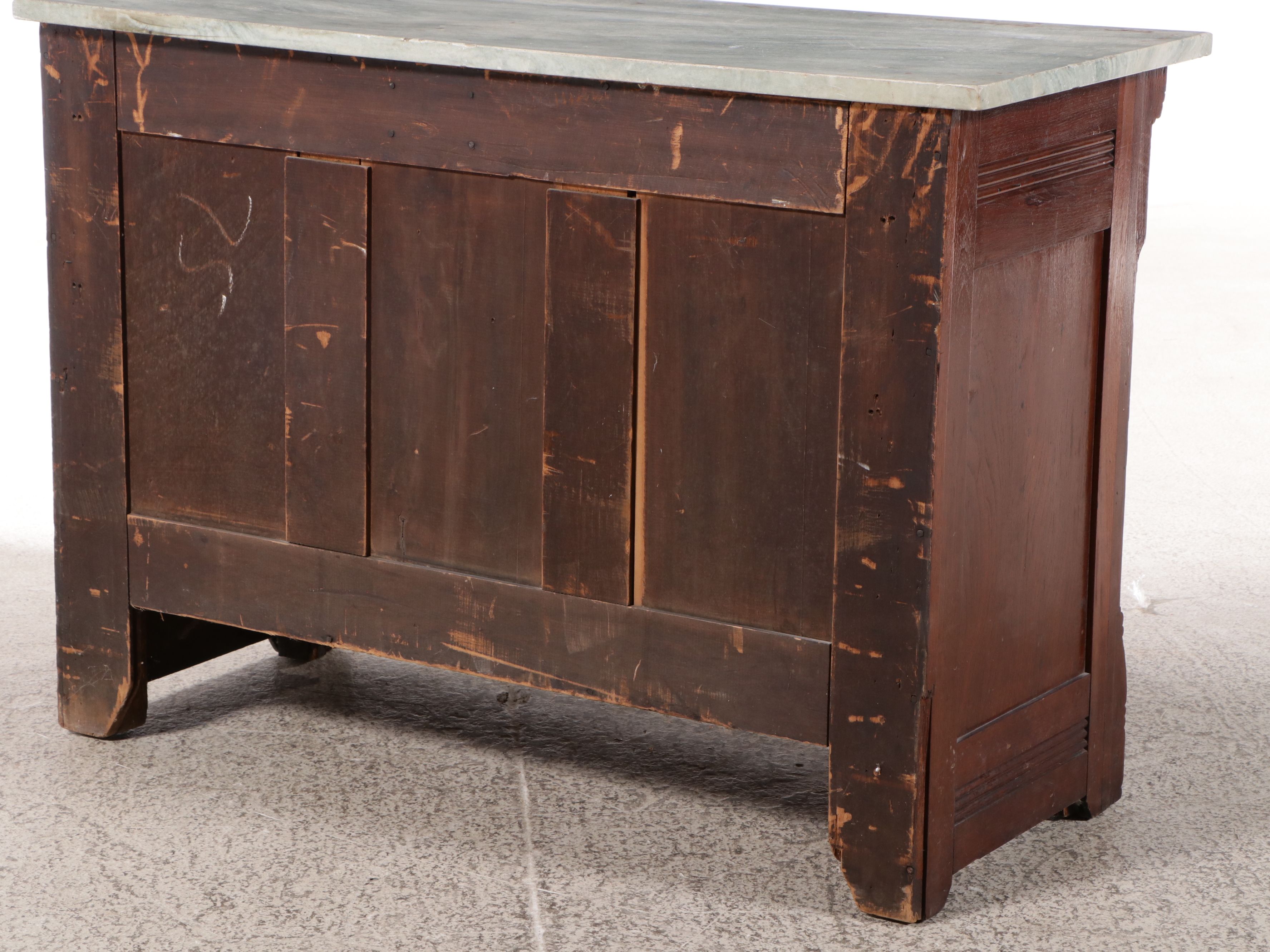 Victorian Eastlake Burl Wood and Walnut Chest of Drawers with Marble Top