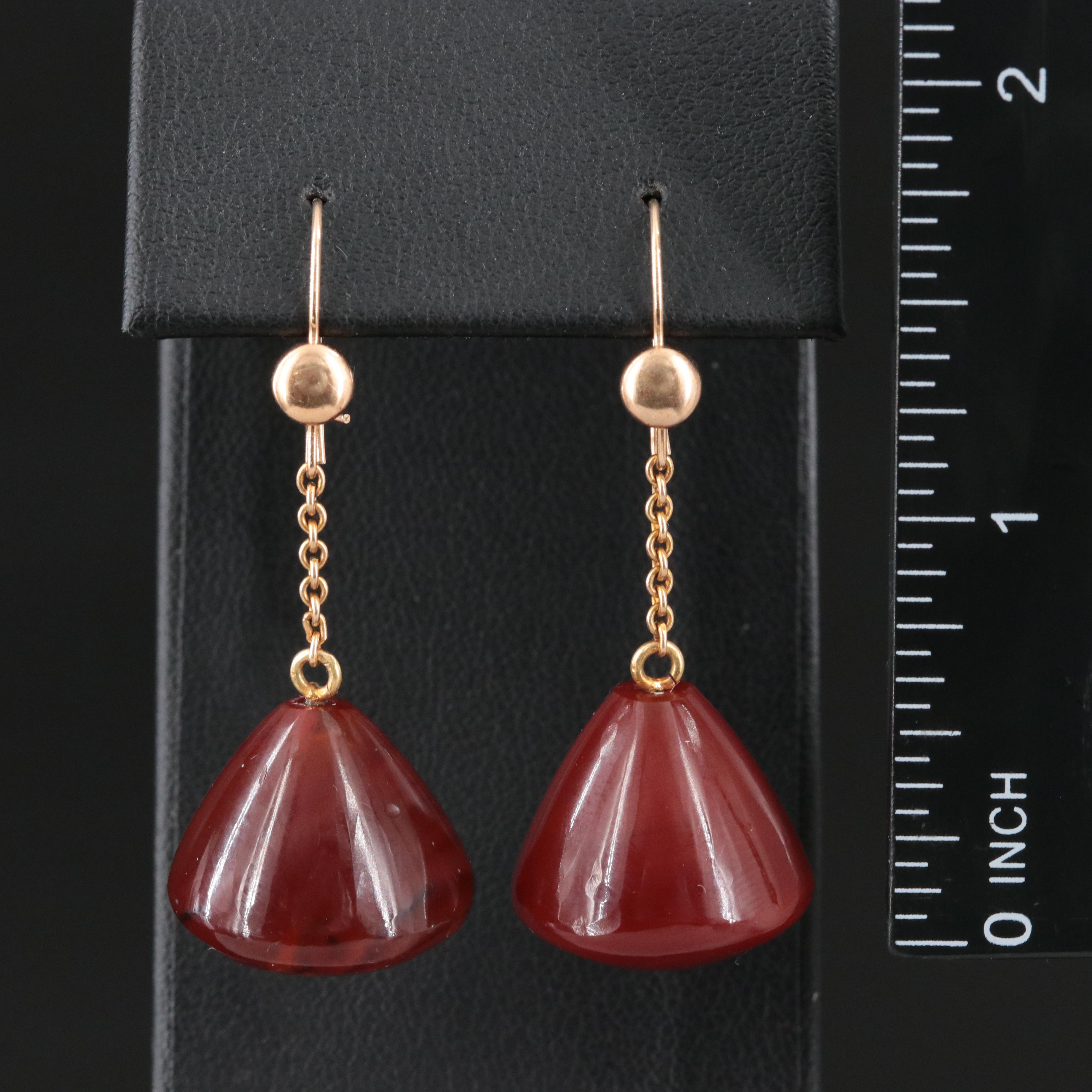 1930s Art Deco Carnelian Earrings