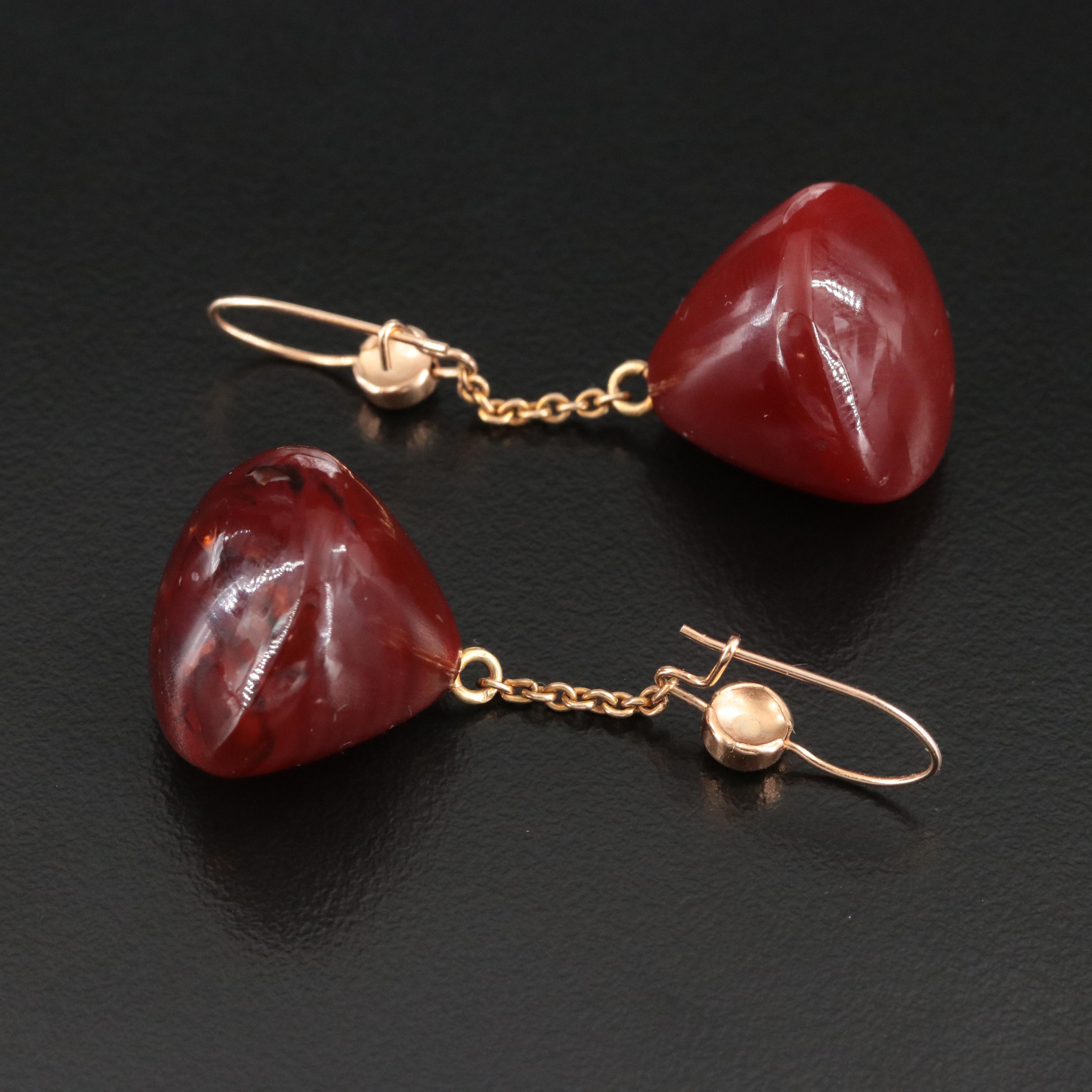 1930s Art Deco Carnelian Earrings