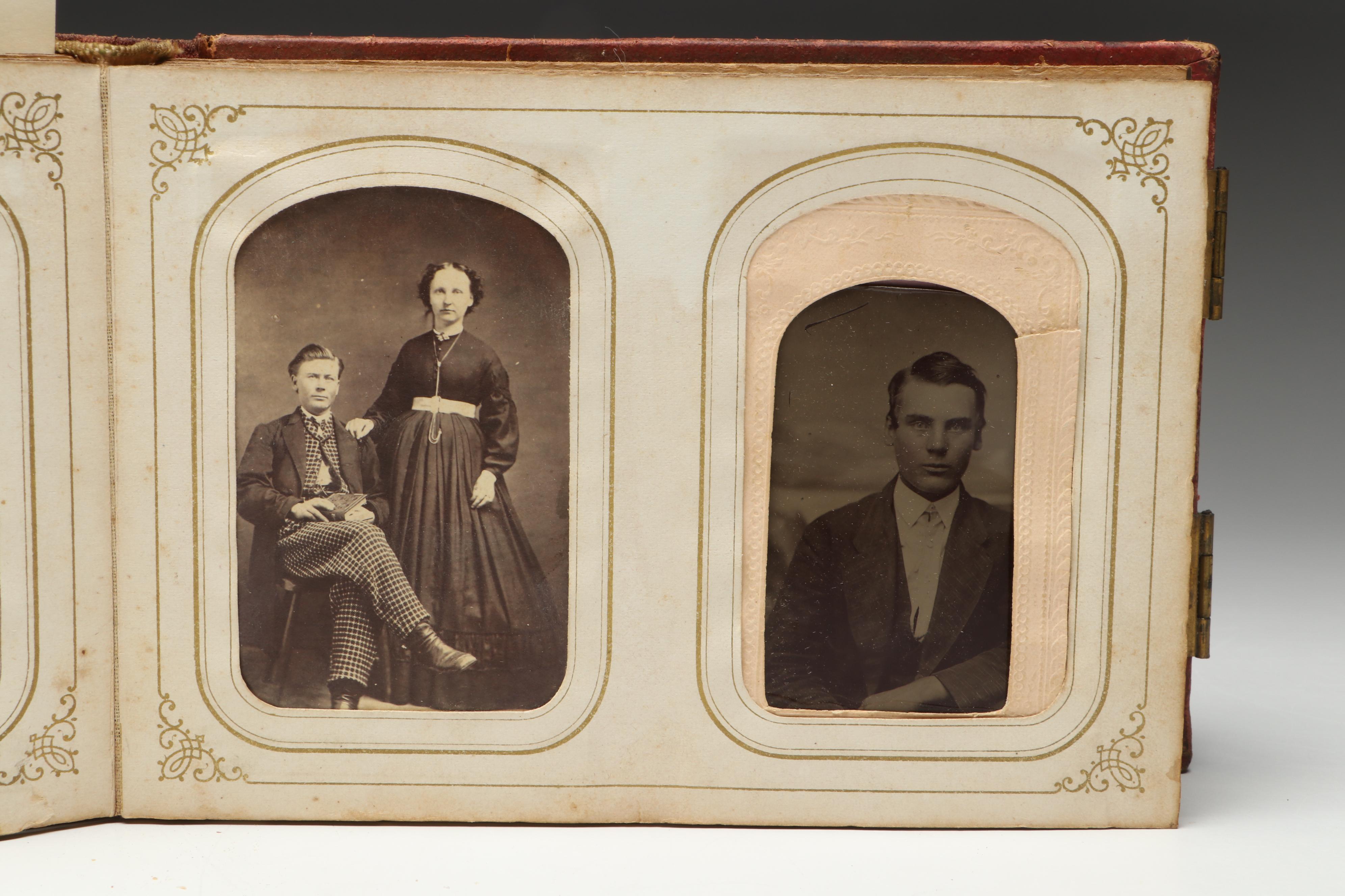 Victorian Leather Gem Tintype Album Featuring 1868 U.S. Grant & Schuyler Colfax