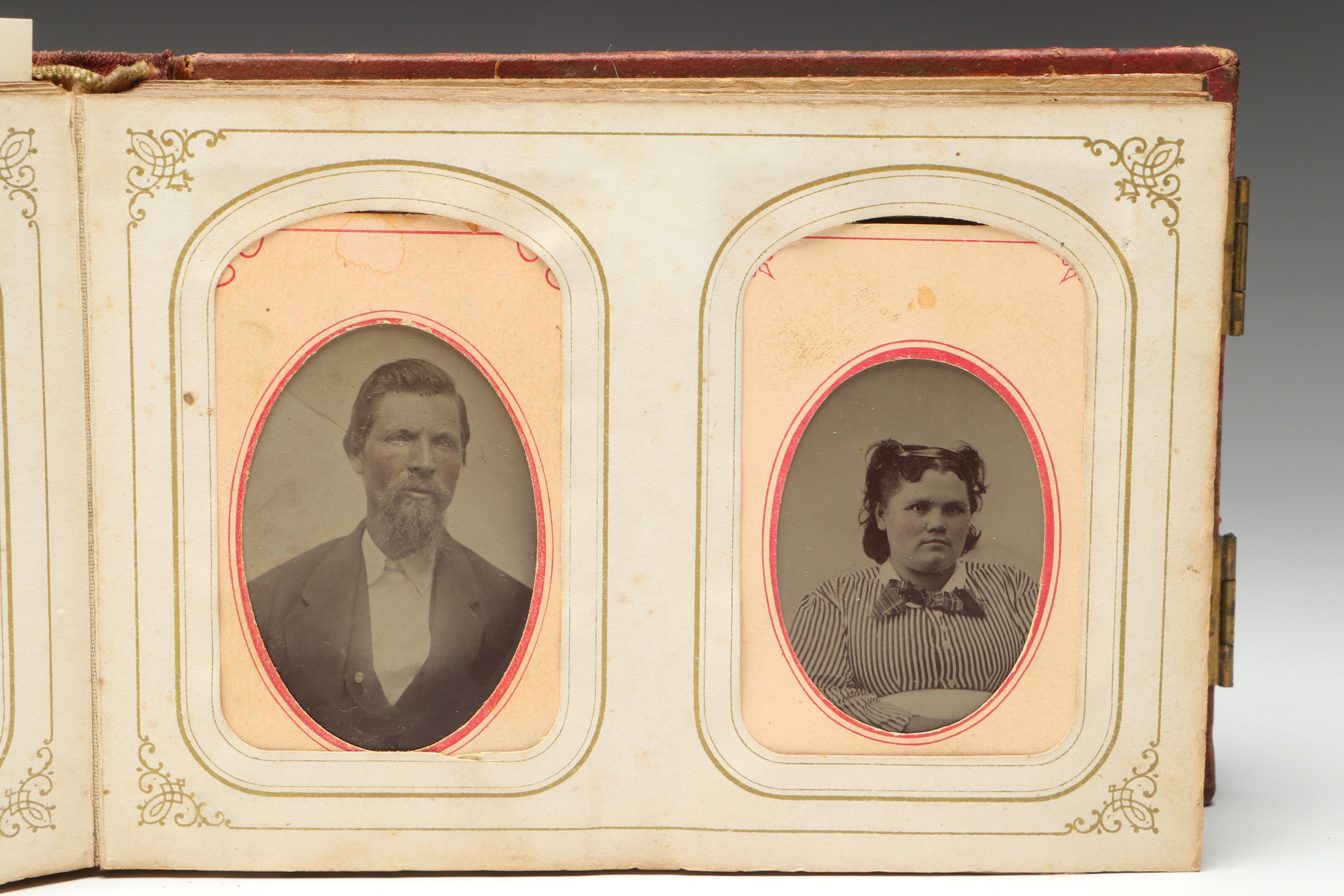 Victorian Leather Gem Tintype Album Featuring 1868 U.S. Grant & Schuyler Colfax