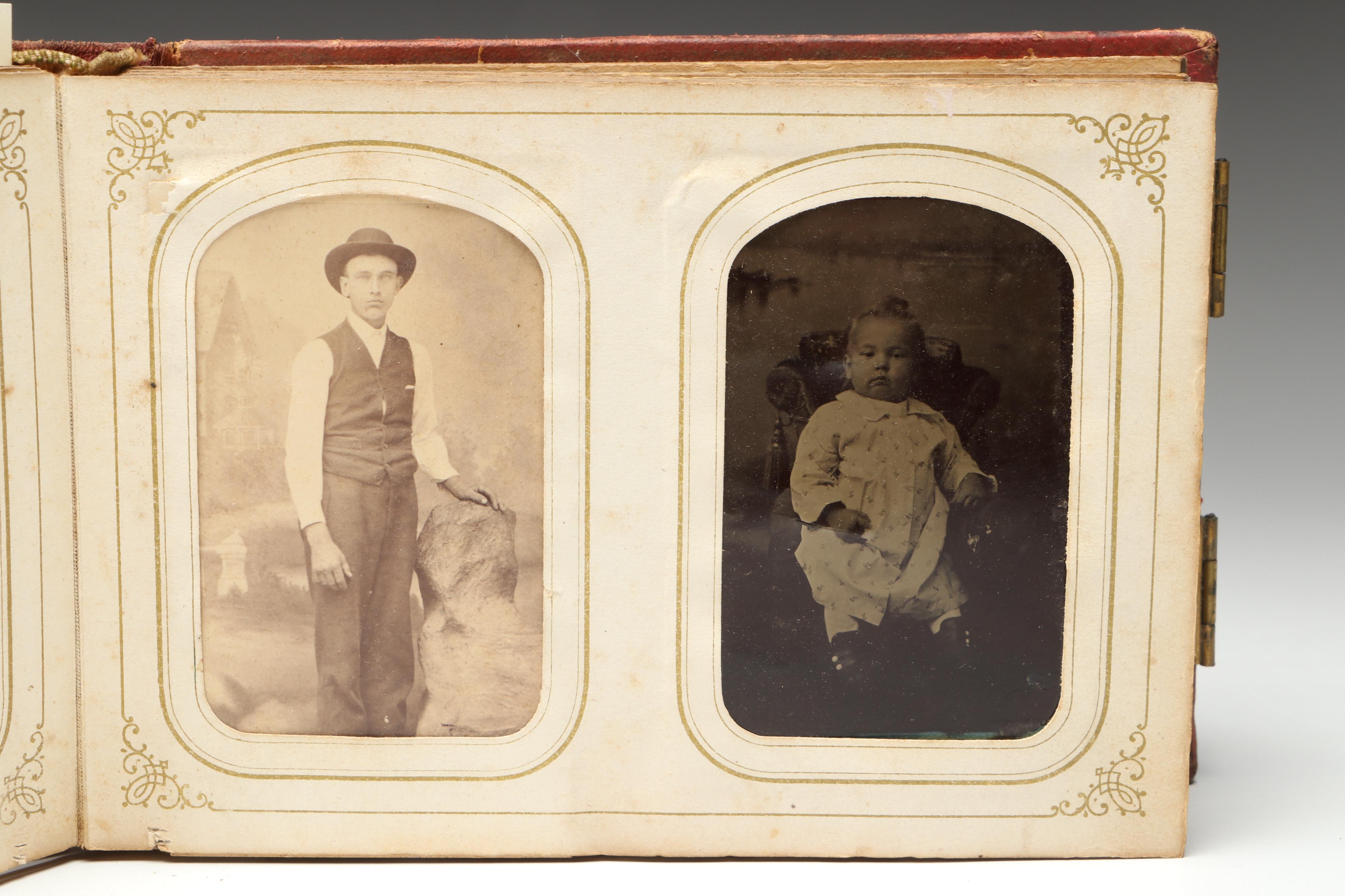 Victorian Leather Gem Tintype Album Featuring 1868 U.S. Grant & Schuyler Colfax