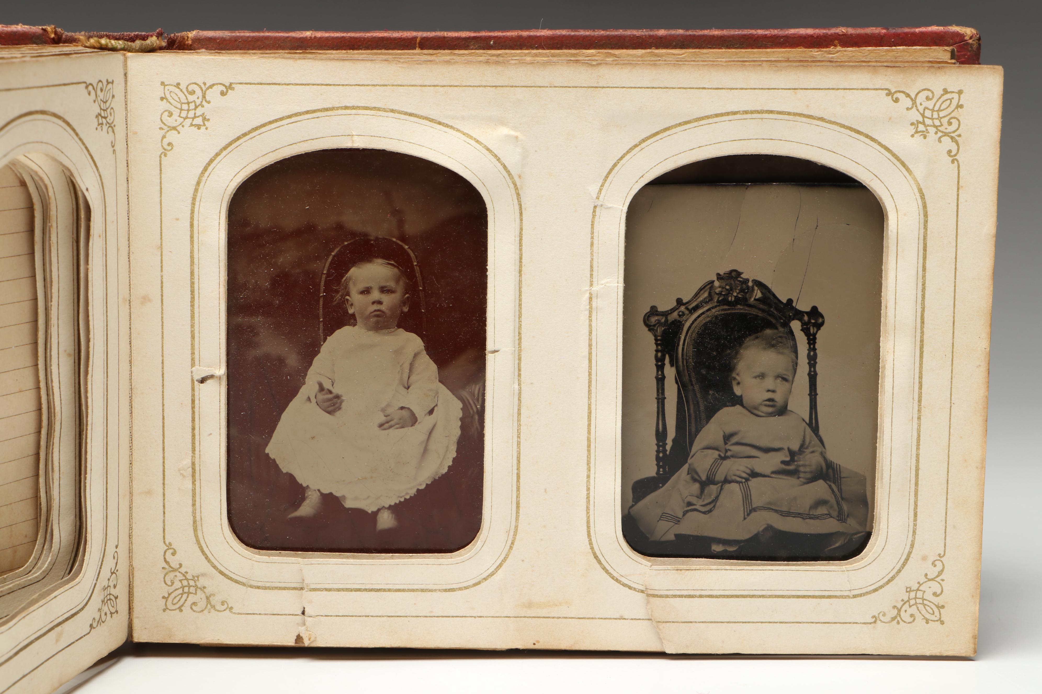 Victorian Leather Gem Tintype Album Featuring 1868 U.S. Grant & Schuyler Colfax