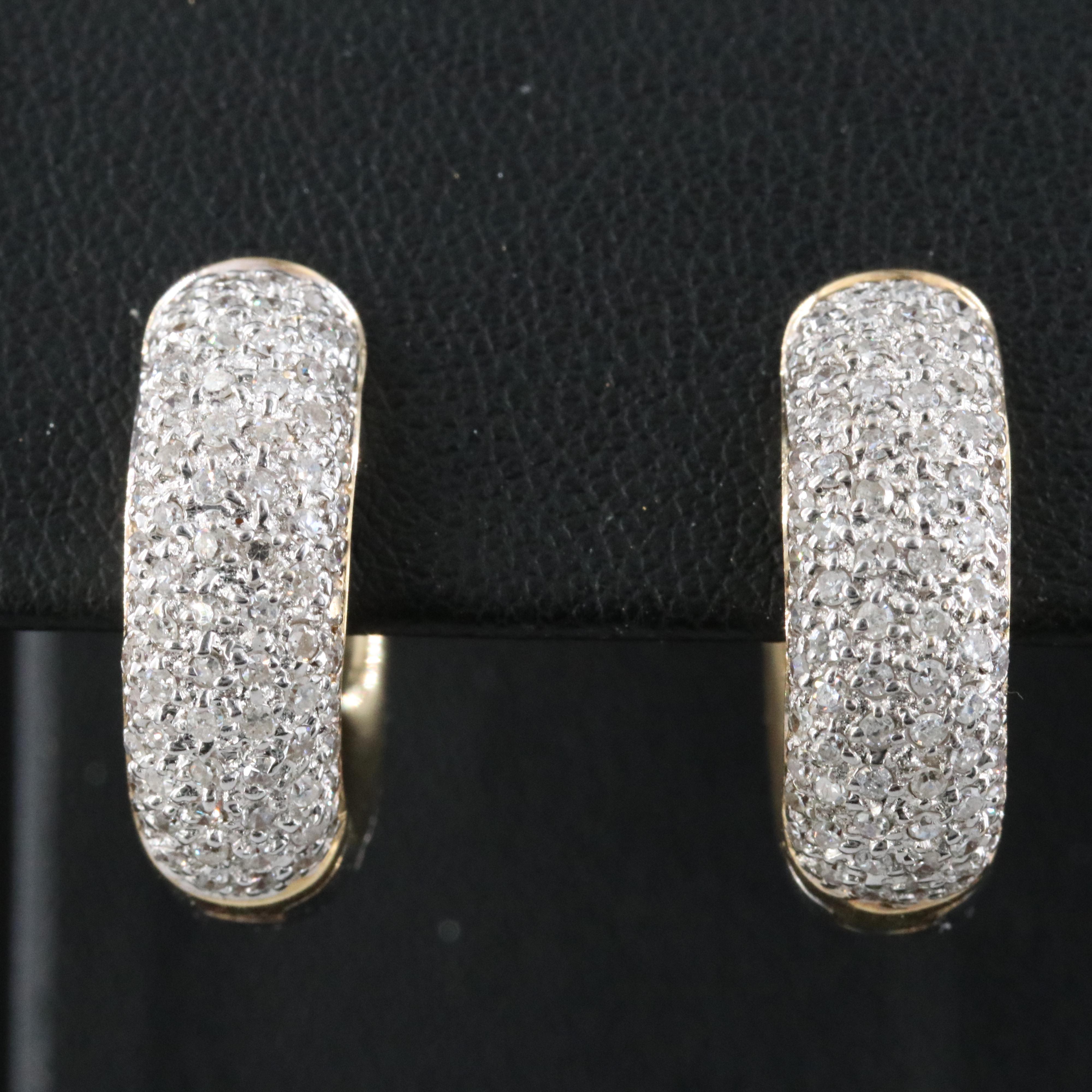 14K 1.95 CTW Diamond Pavé Huggie Hoop Earrings