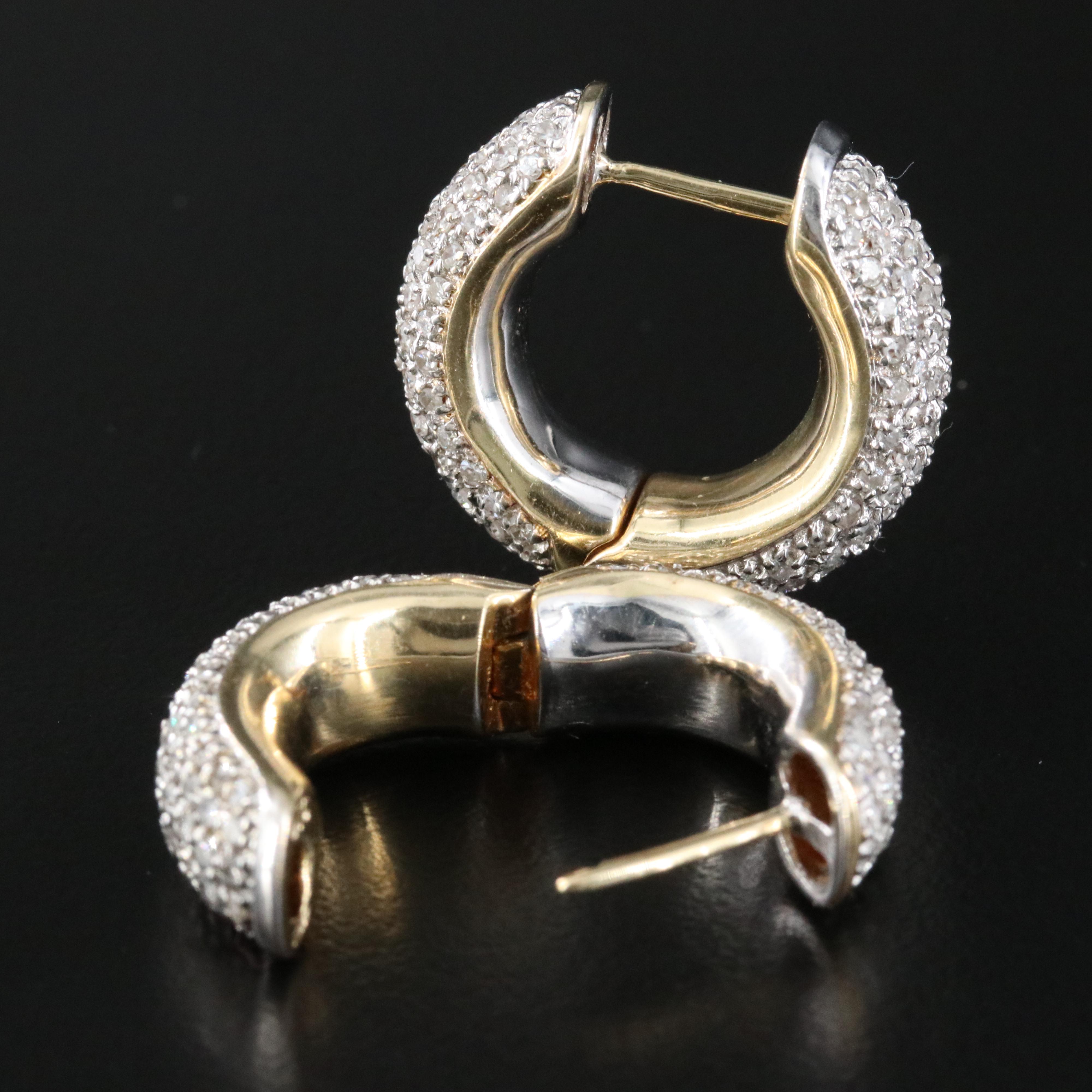 14K 1.95 CTW Diamond Pavé Huggie Hoop Earrings