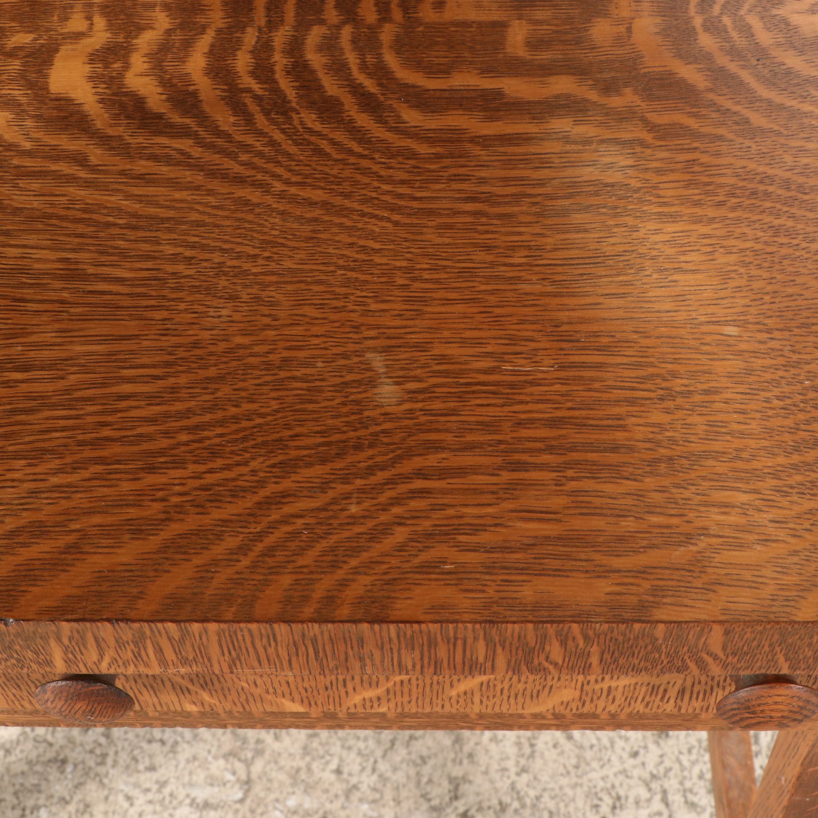 Empire Revival Oak Dressing Table with Tri-Fold Mirror, Early 20th Century