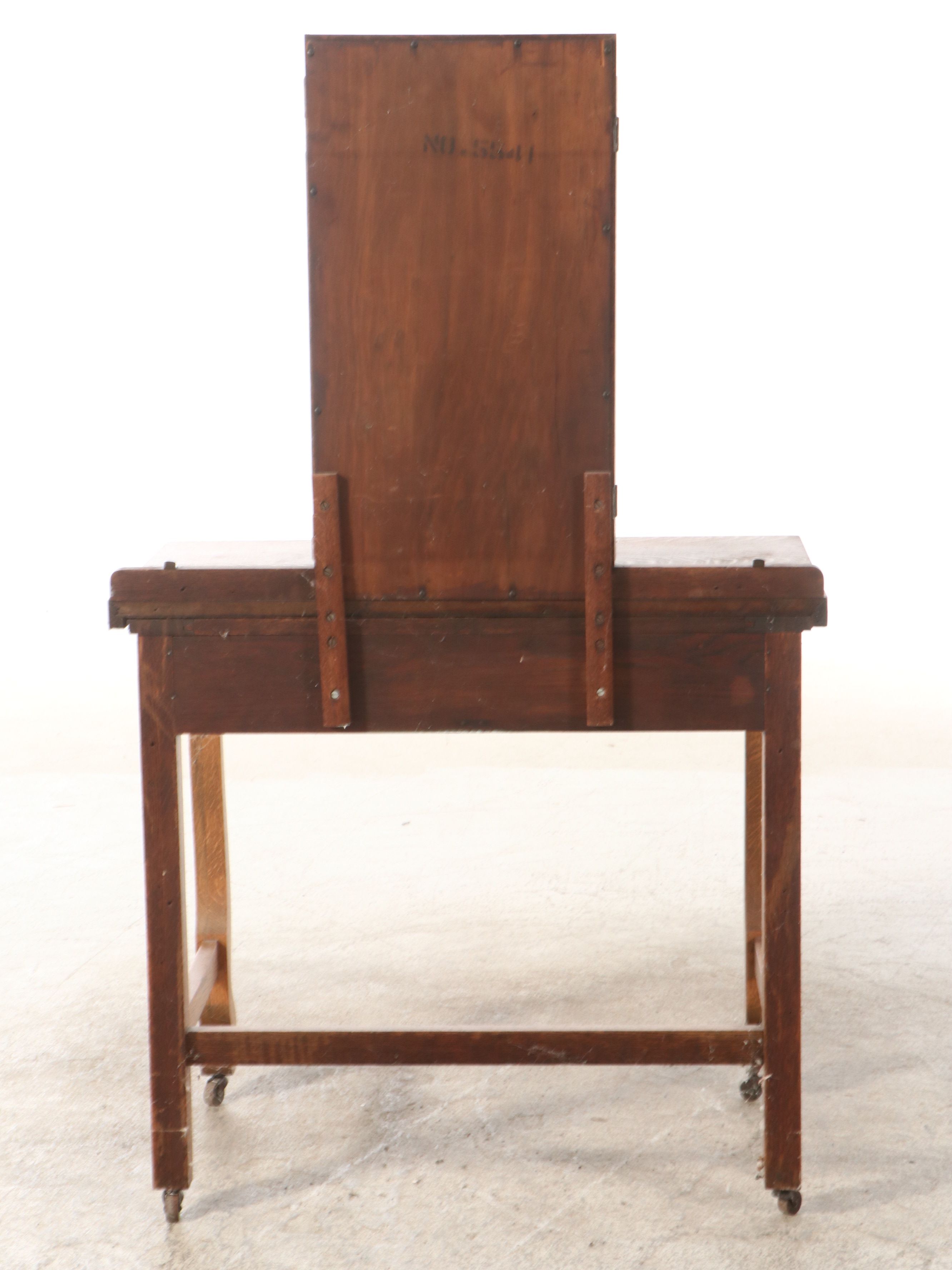 Empire Revival Oak Dressing Table with Tri-Fold Mirror, Early 20th Century
