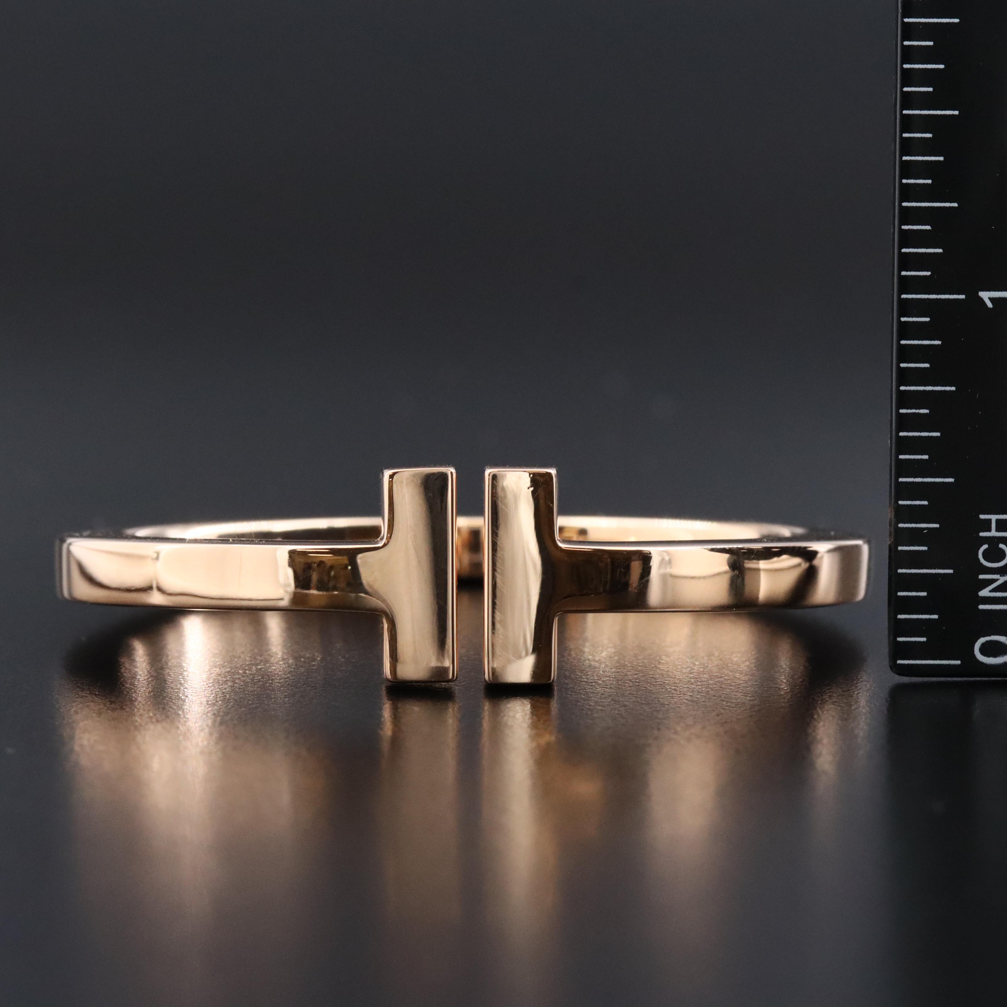 Tiffany & Co. T 18K Rose Gold Square Hinged Bracelet