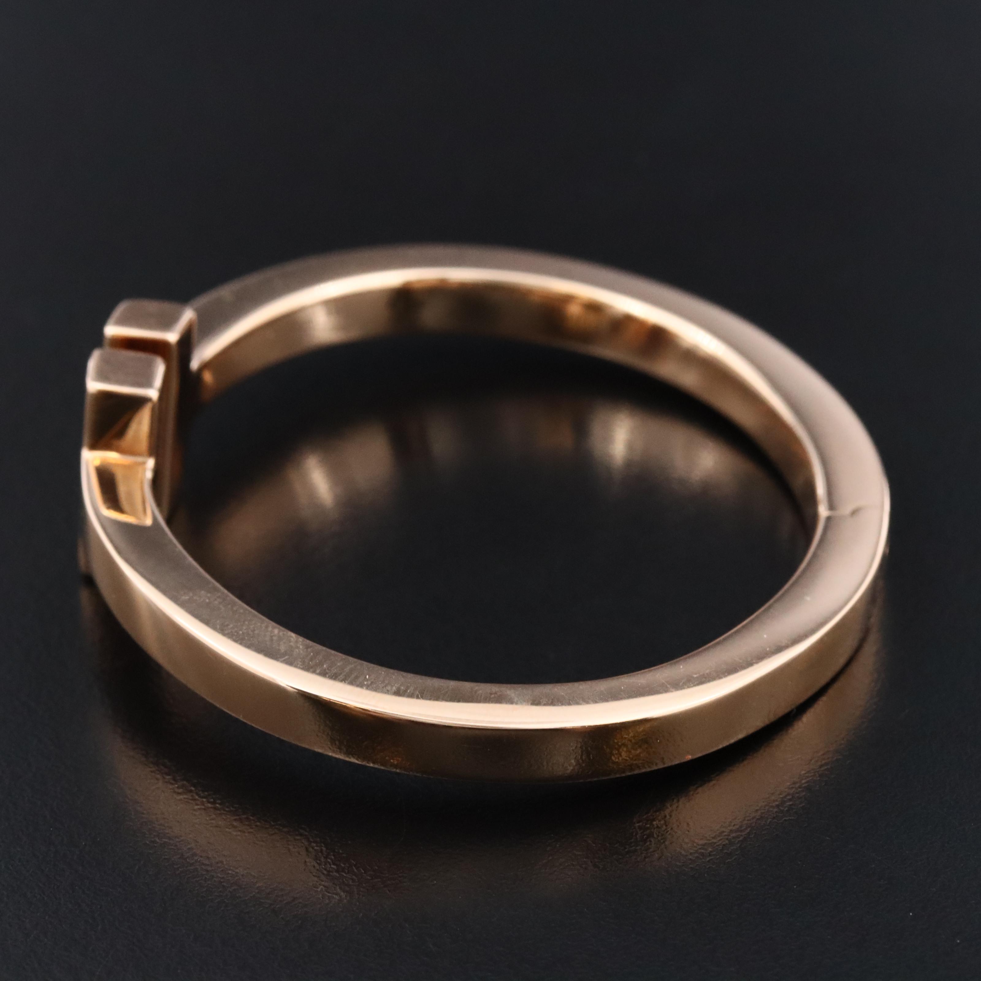 Tiffany & Co. T 18K Rose Gold Square Hinged Bracelet