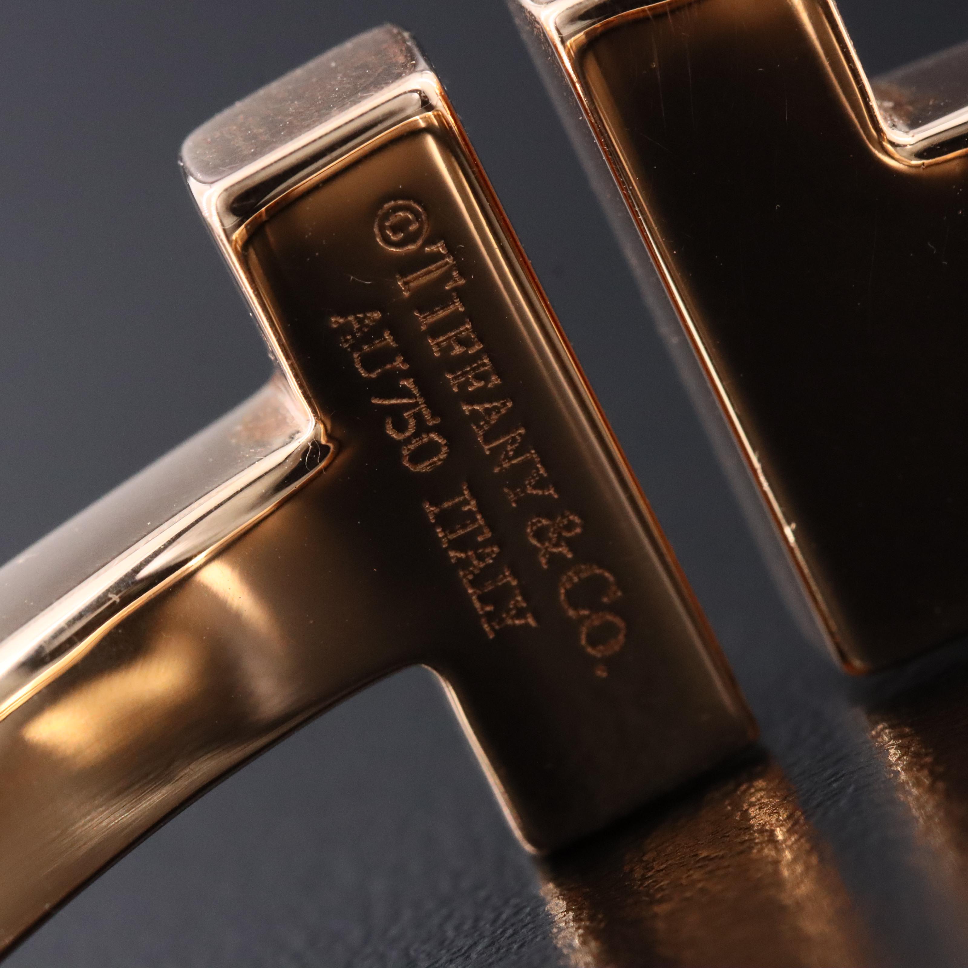 Tiffany & Co. T 18K Rose Gold Square Hinged Bracelet