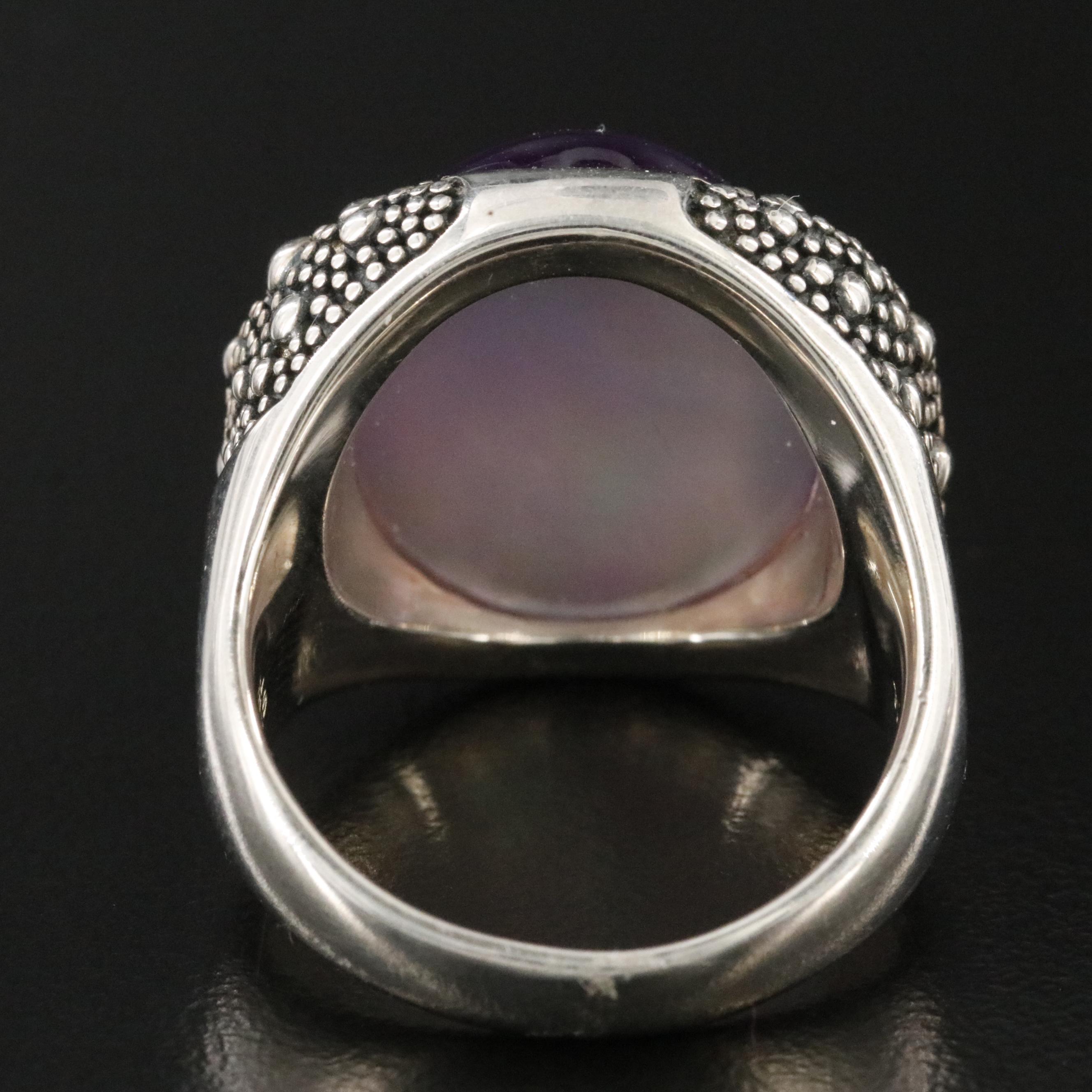 Michael Dawkins Sterling Quartz and Mother-of-Pearl Doublet Ring
