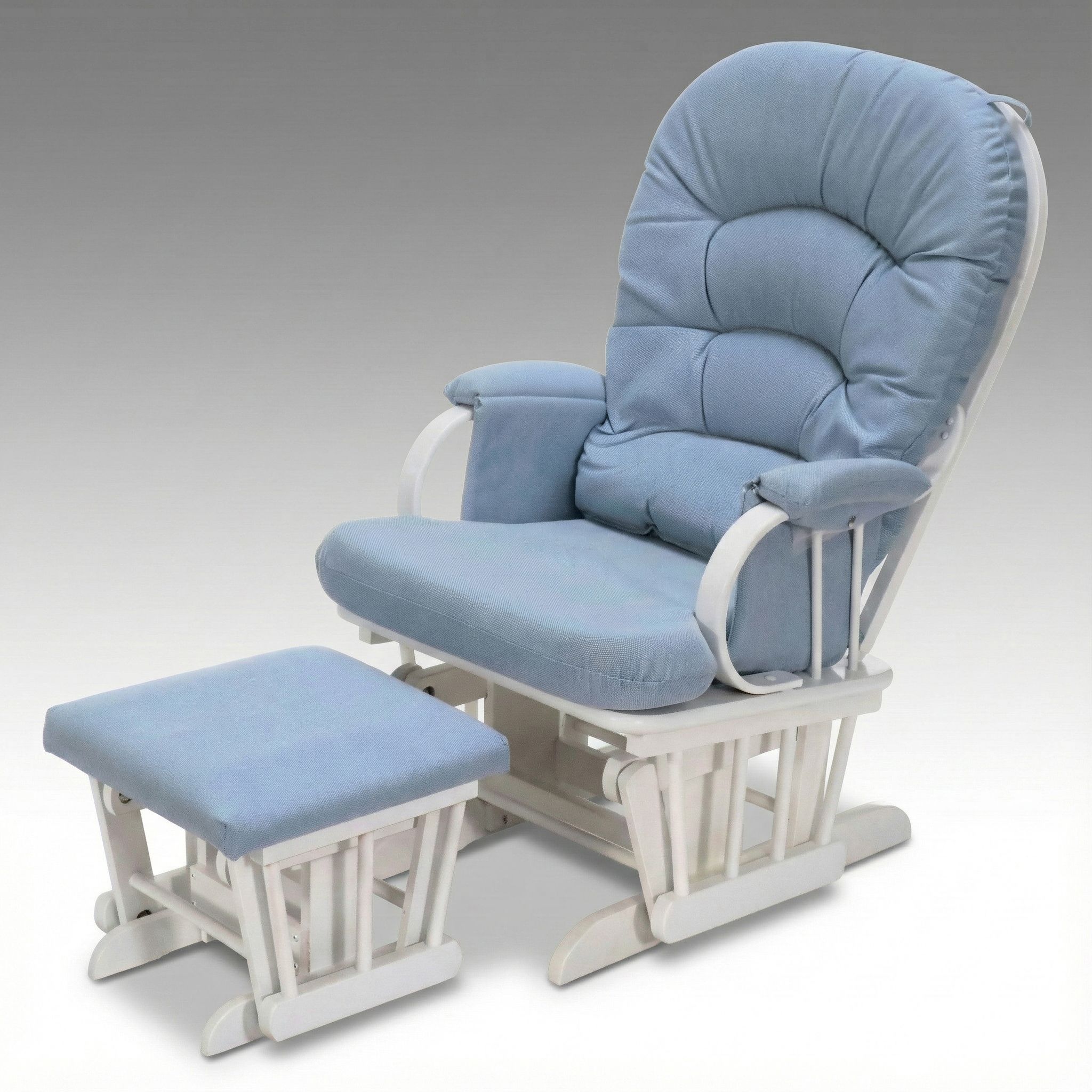 Shermag White-Painted Wood Glider with Ottoman