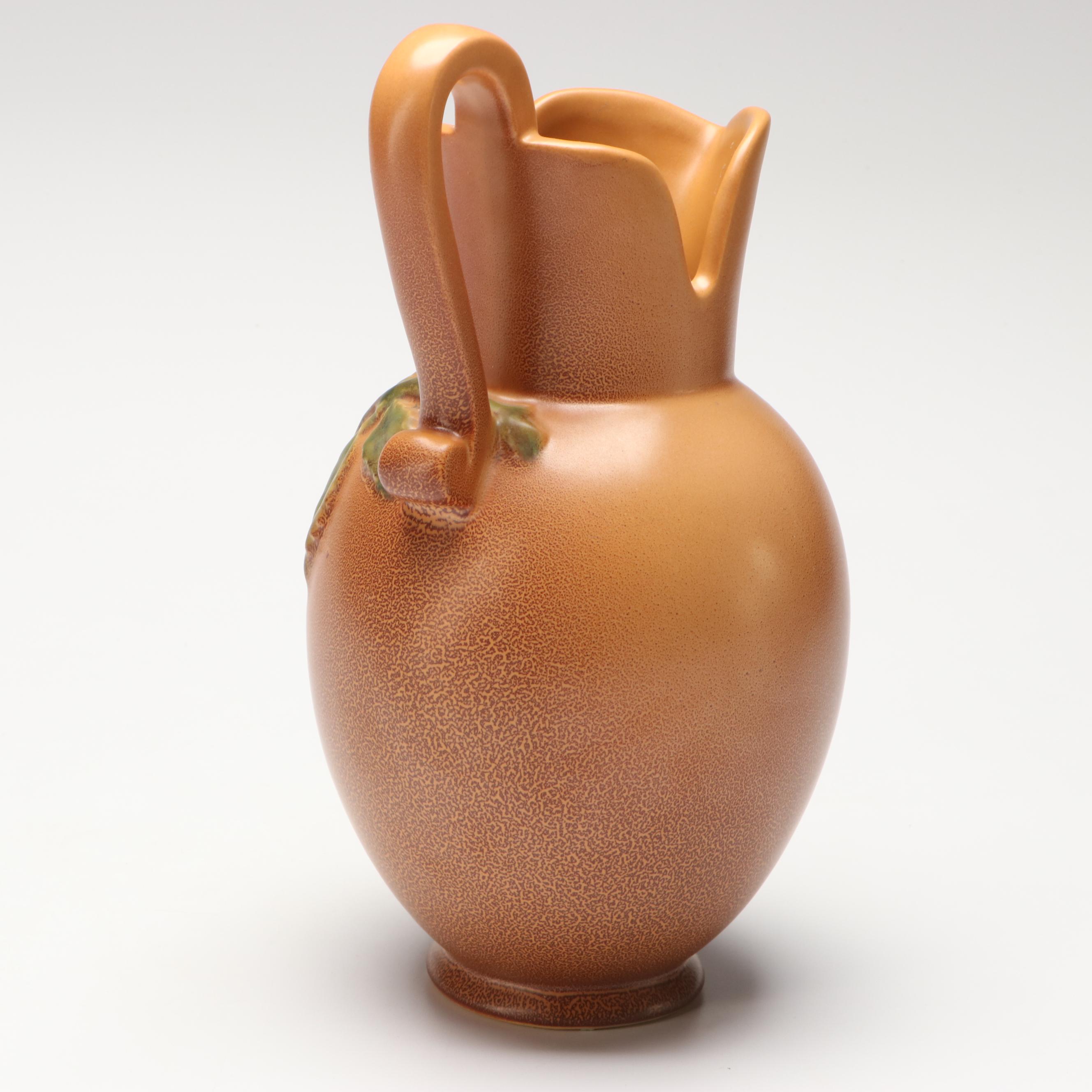 Weller and Other Pitchers, German Porcelain Teapot, and Veramic Vase