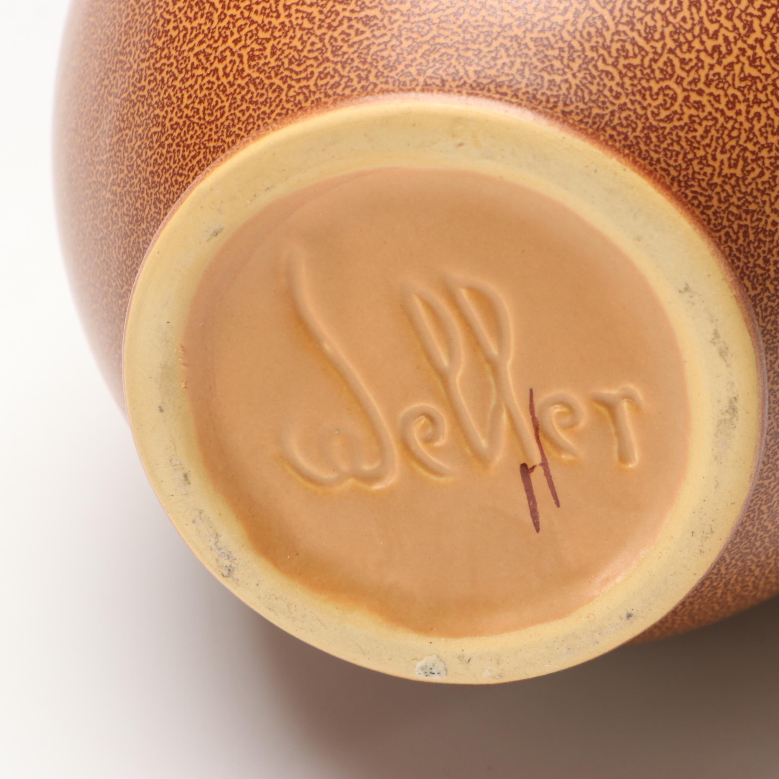 Weller and Other Pitchers, German Porcelain Teapot, and Veramic Vase