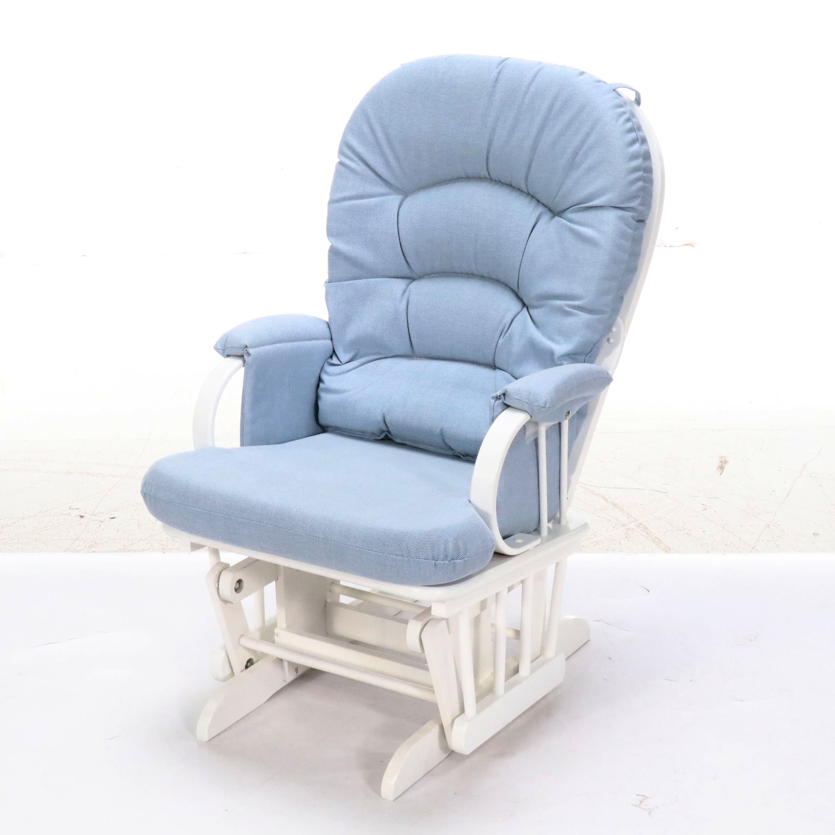 Shermag White-Painted Wood Glider with Ottoman