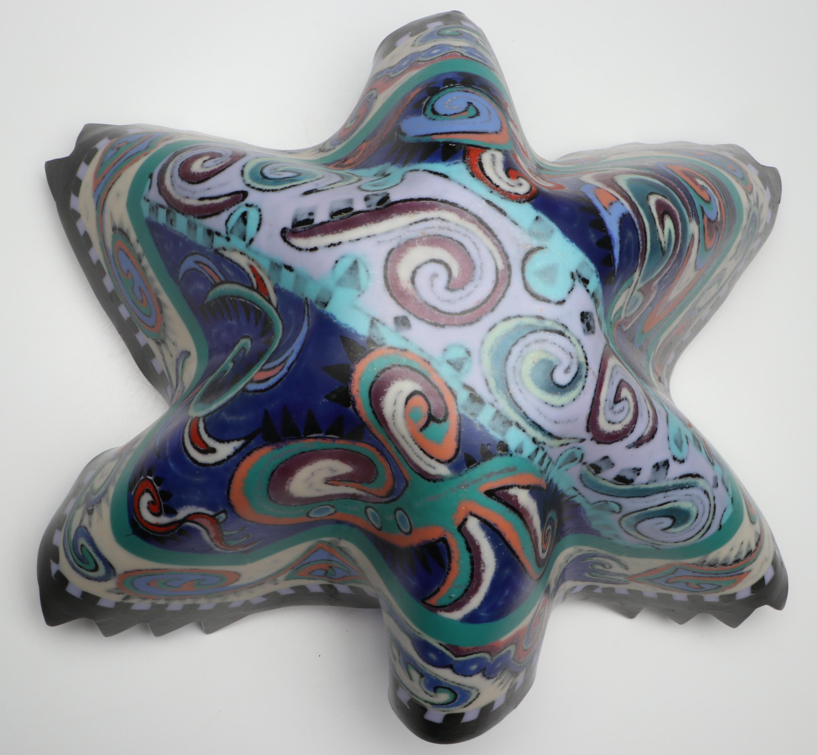 Richard La Londe Geometric Art Glass Decorative Bowl, 1993