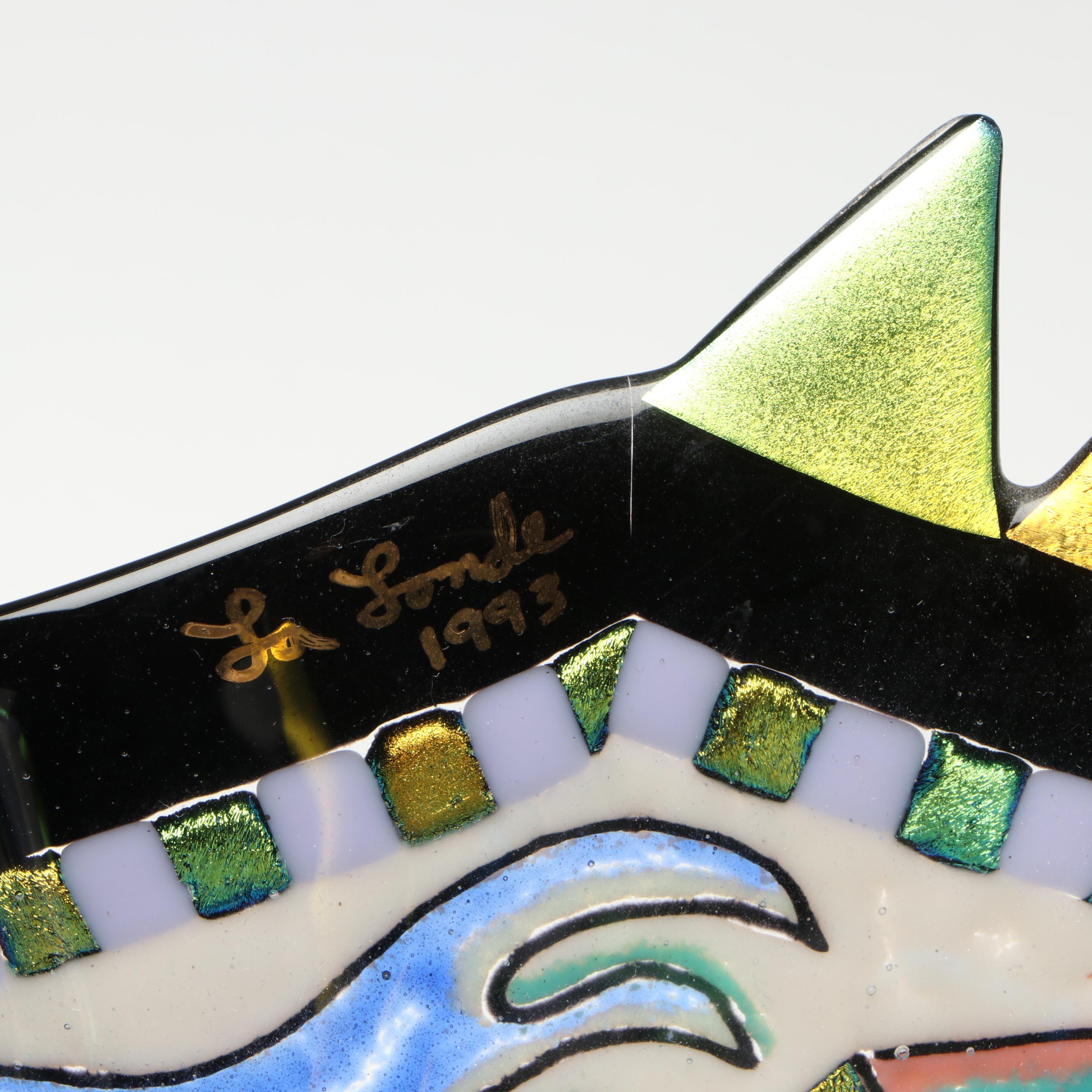 Richard La Londe Geometric Art Glass Decorative Bowl, 1993