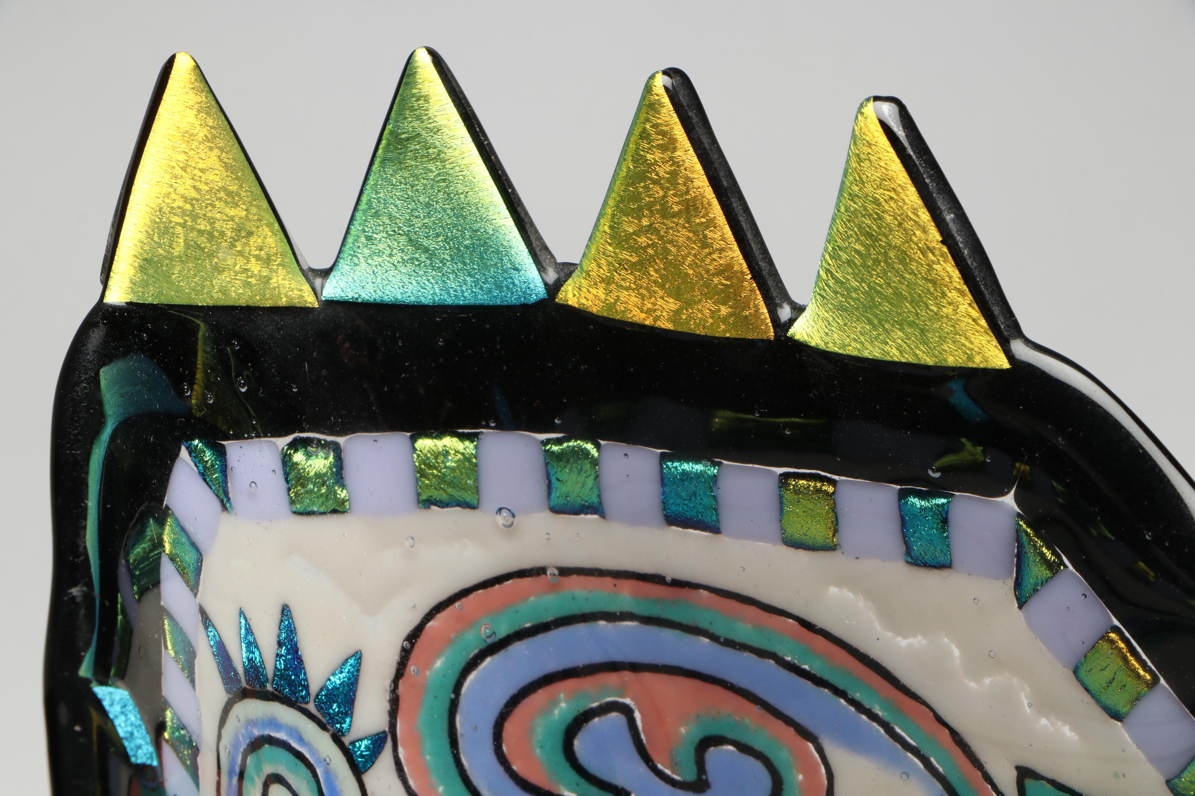 Richard La Londe Geometric Art Glass Decorative Bowl, 1993