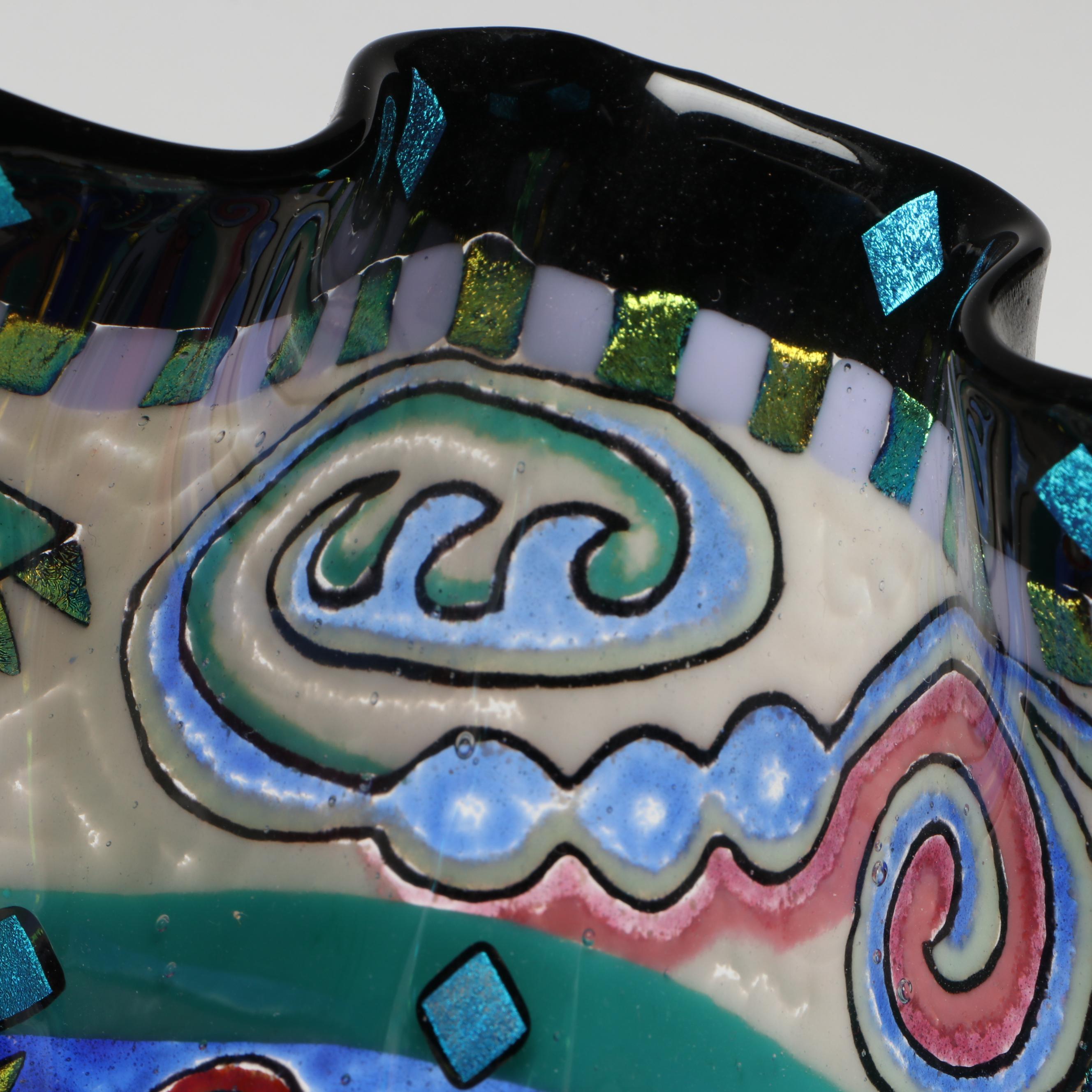 Richard La Londe Geometric Art Glass Decorative Bowl, 1993