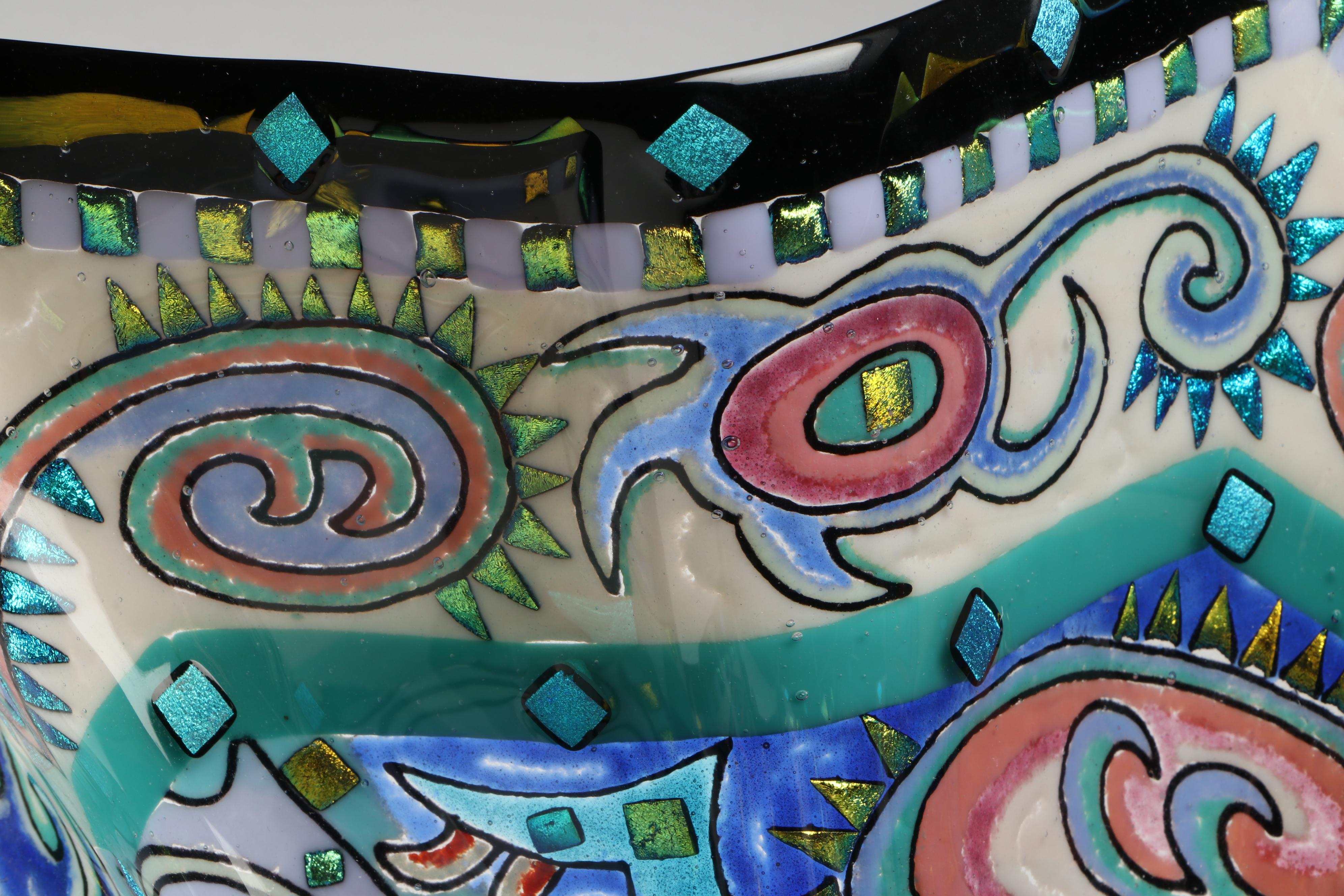 Richard La Londe Geometric Art Glass Decorative Bowl, 1993