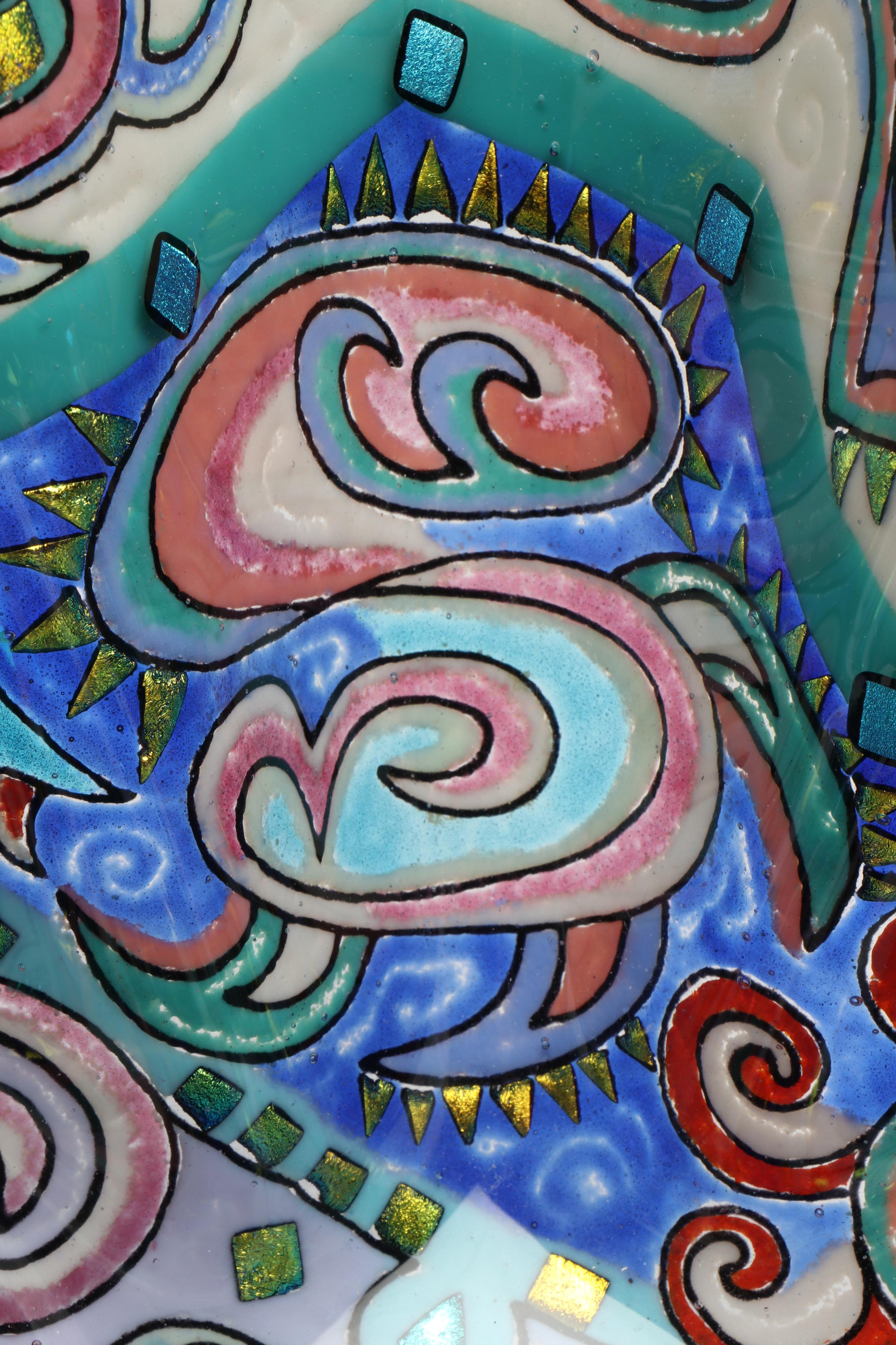 Richard La Londe Geometric Art Glass Decorative Bowl, 1993