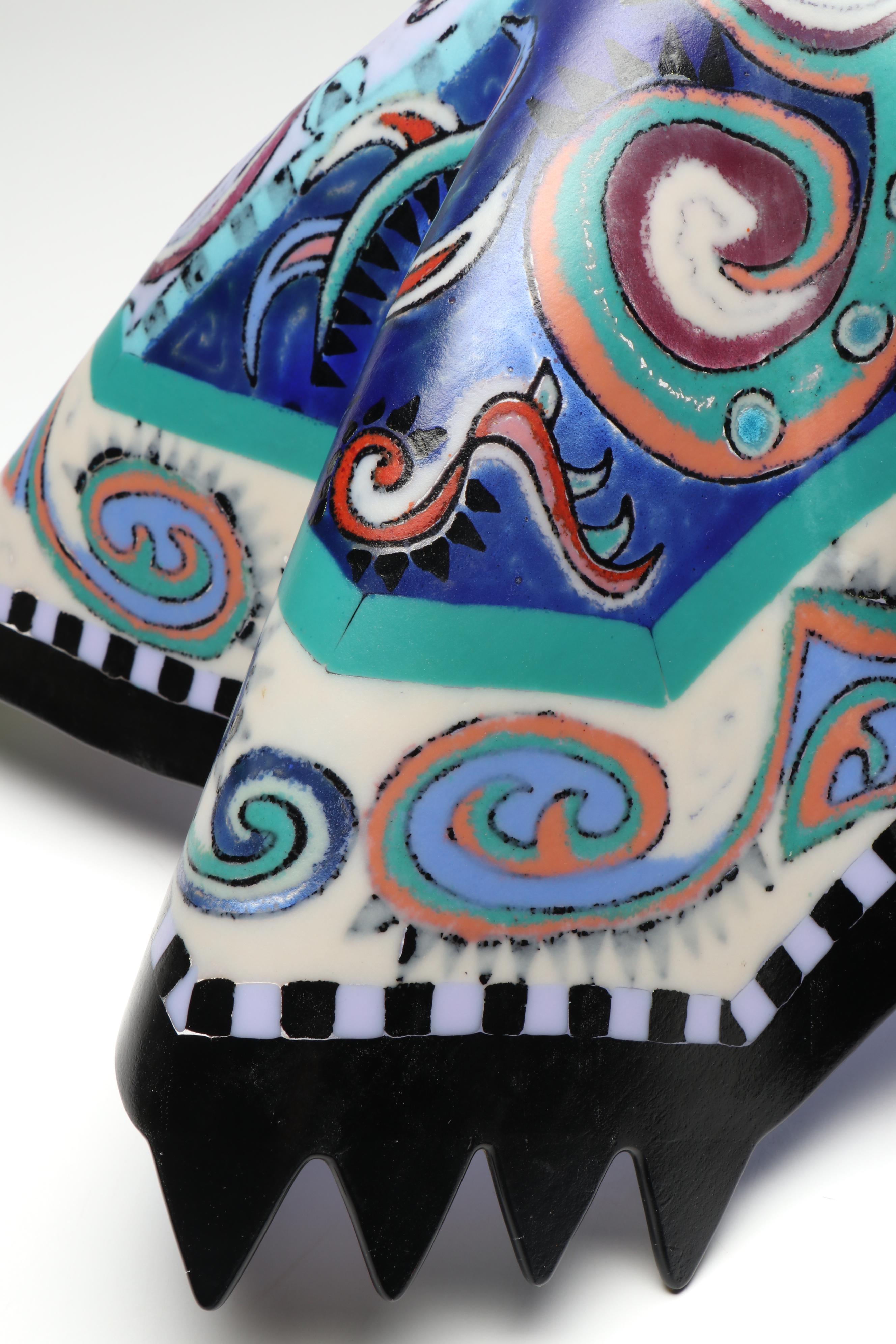 Richard La Londe Geometric Art Glass Decorative Bowl, 1993