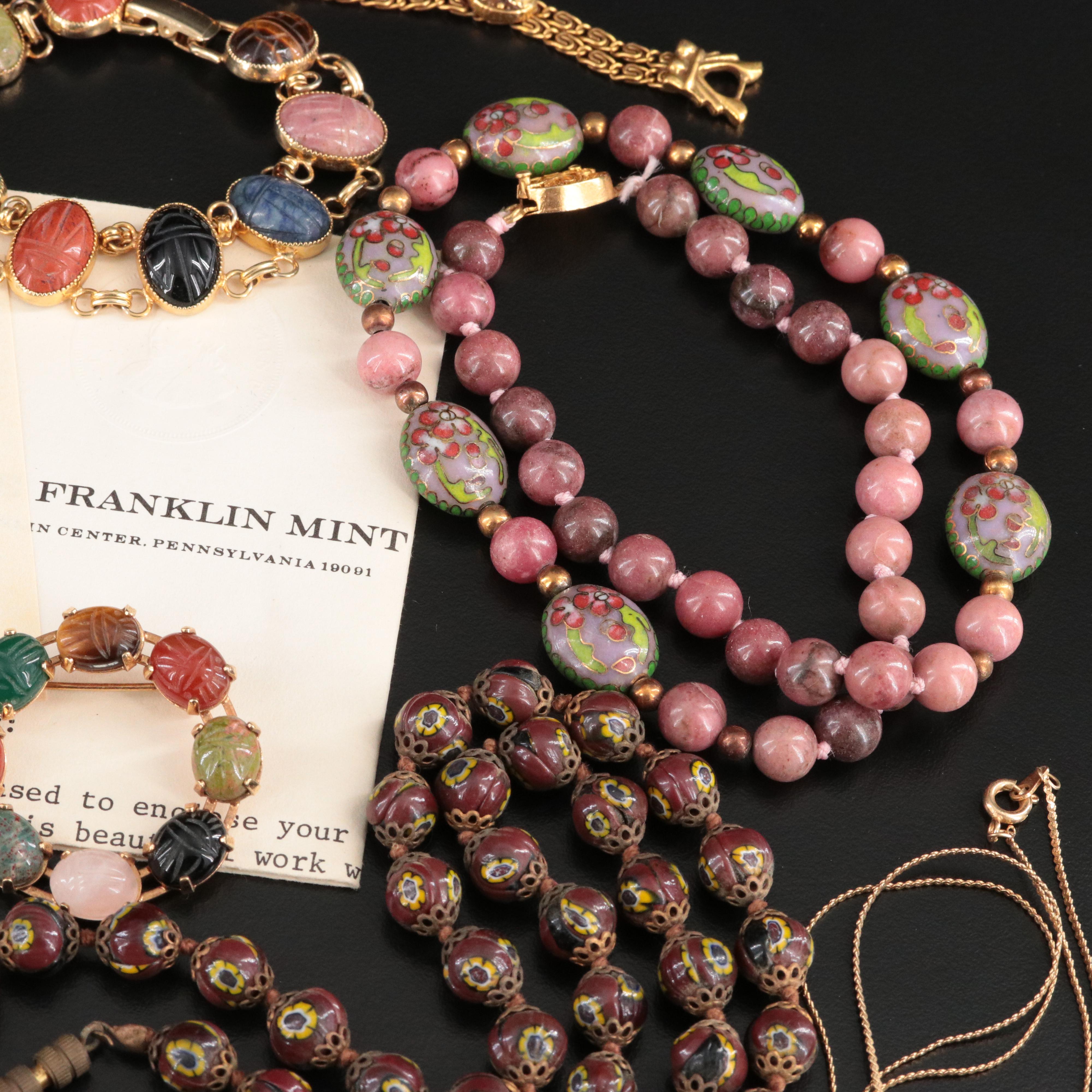 Vintage Jewelry Collection Featuring Burt Cassell Gold-Filled Scarab Bracelet