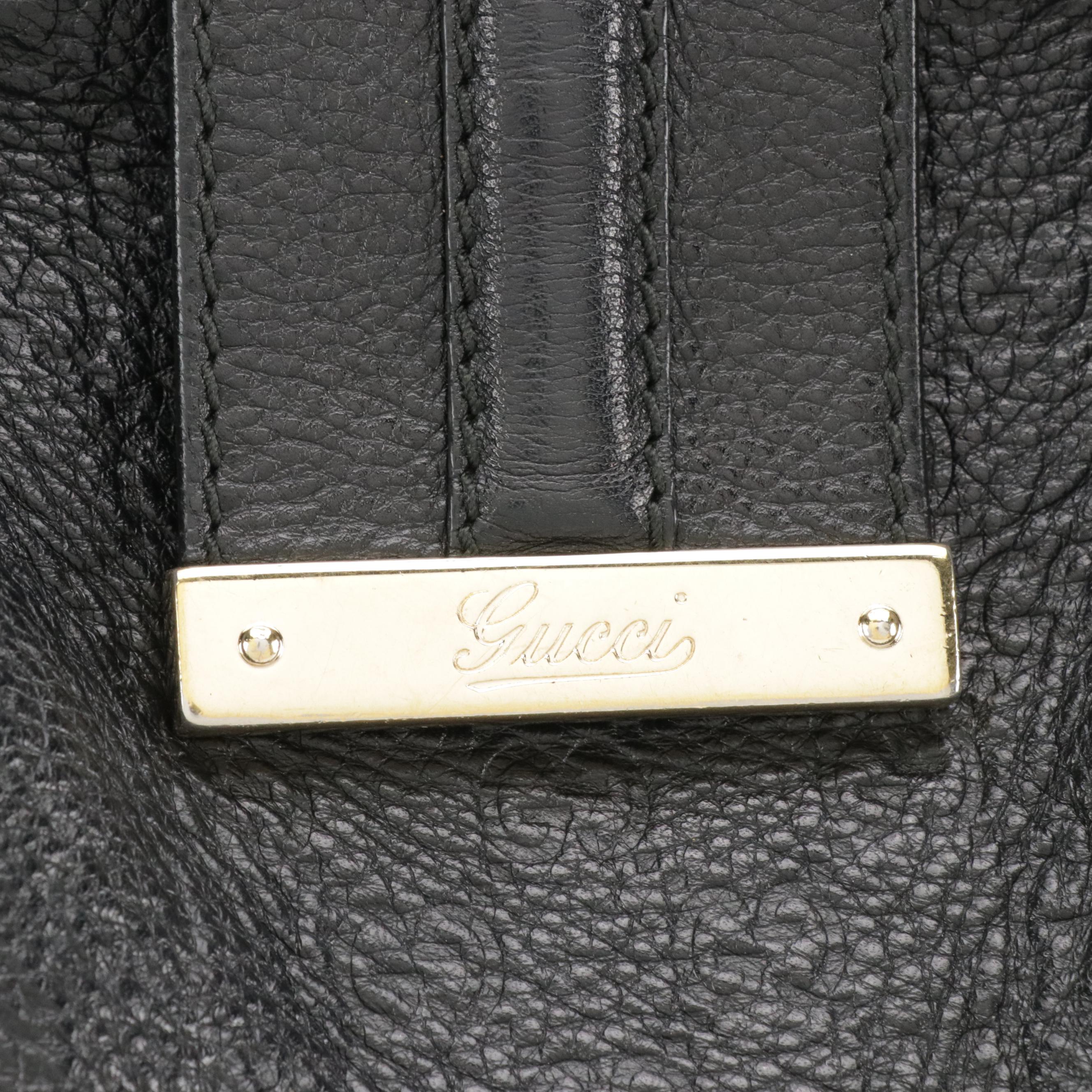 Gucci Black Guccissima Grain Leather New Ladies Web Hobo Bag