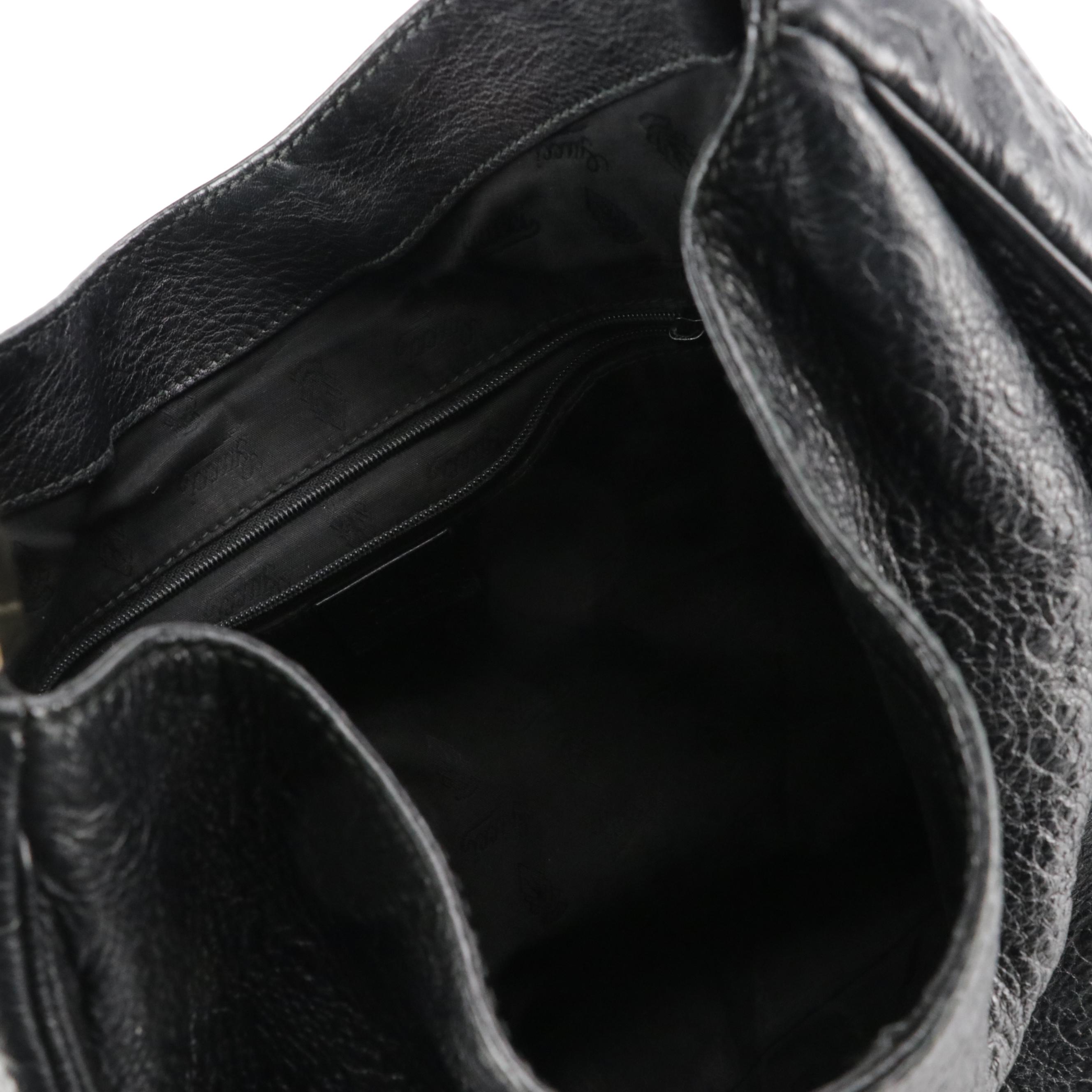 Gucci Black Guccissima Grain Leather New Ladies Web Hobo Bag