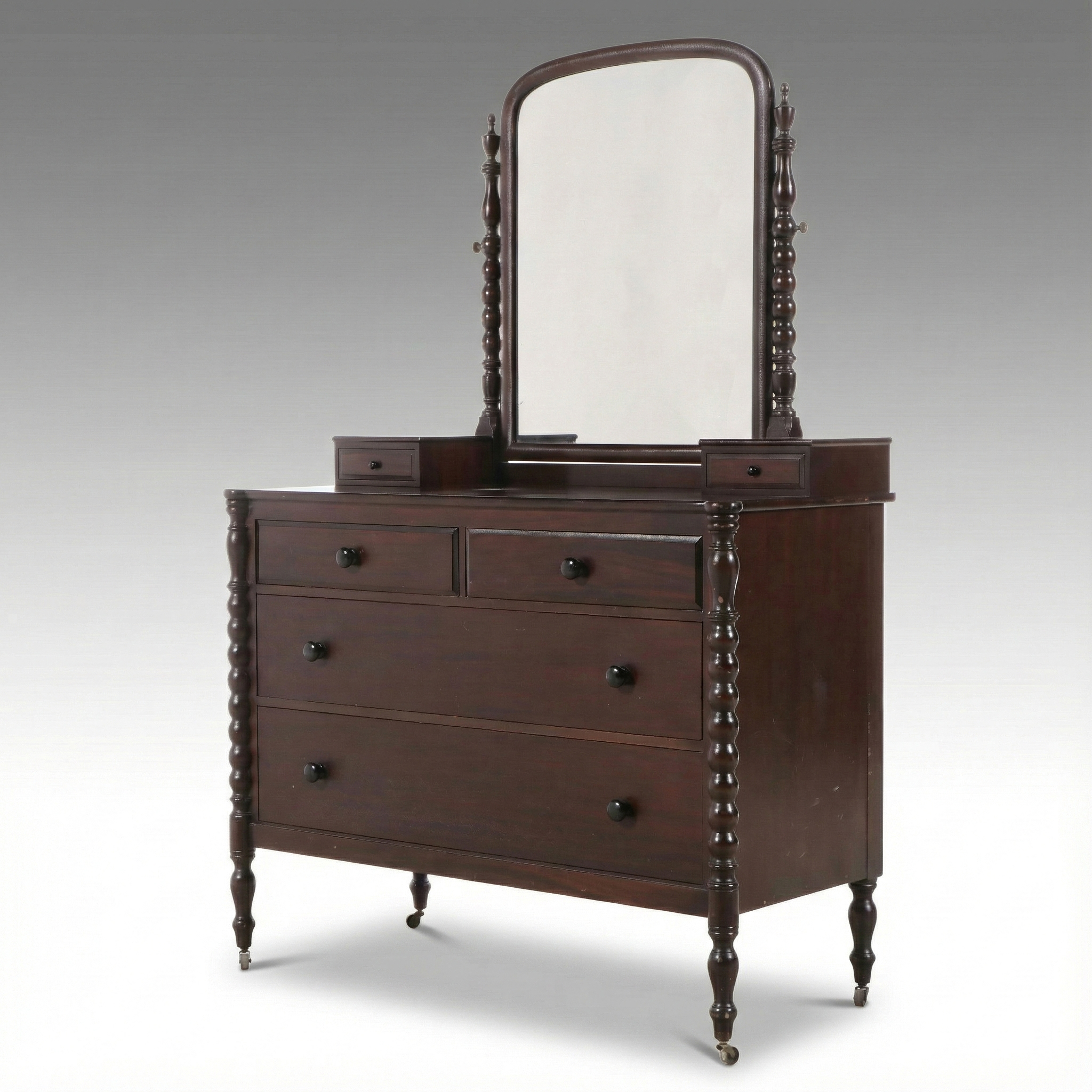 Berkey & Gay Furniture Bobbin Turned Mahogany Dresser with Mirror