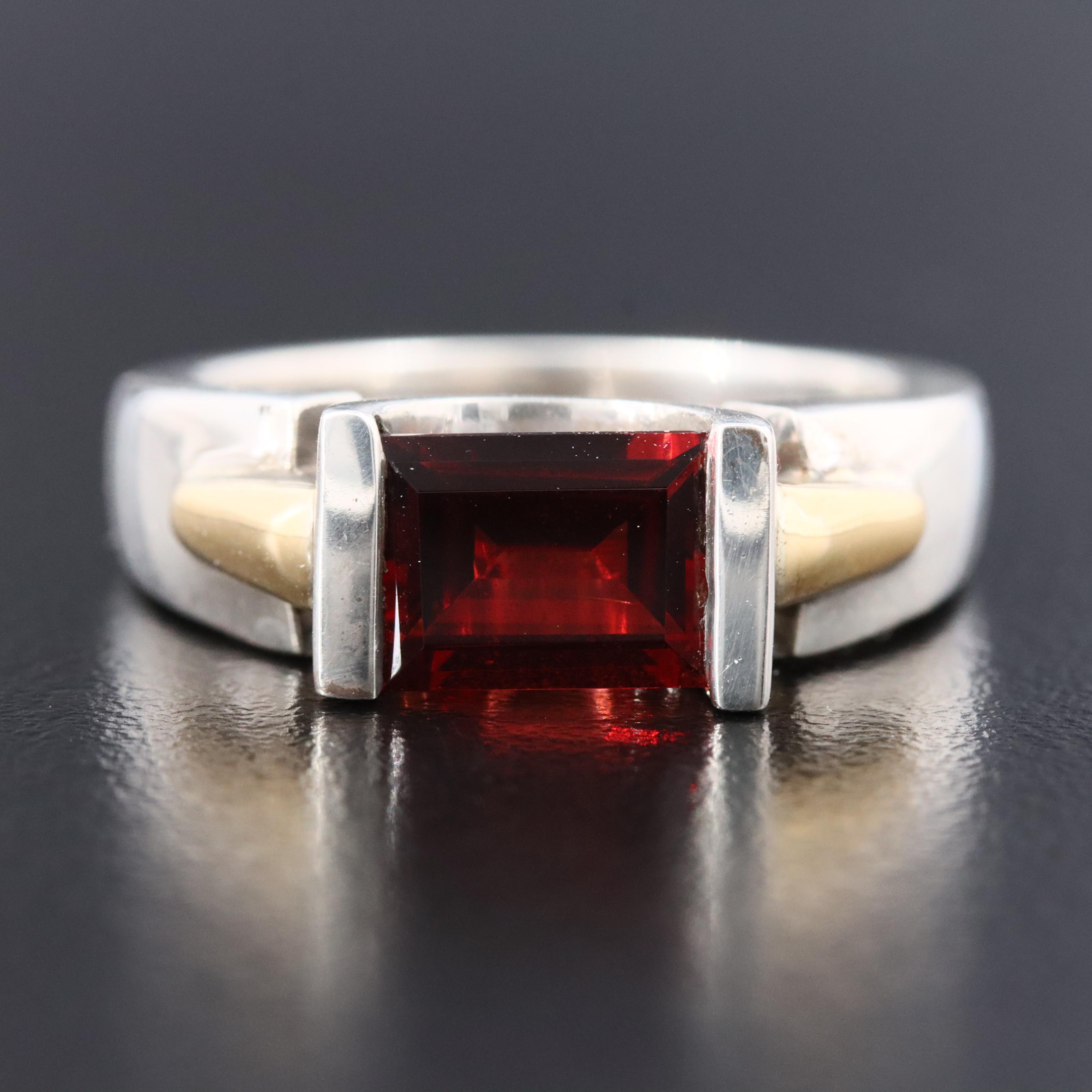 Sterling Garnet Ring with 18K Accents