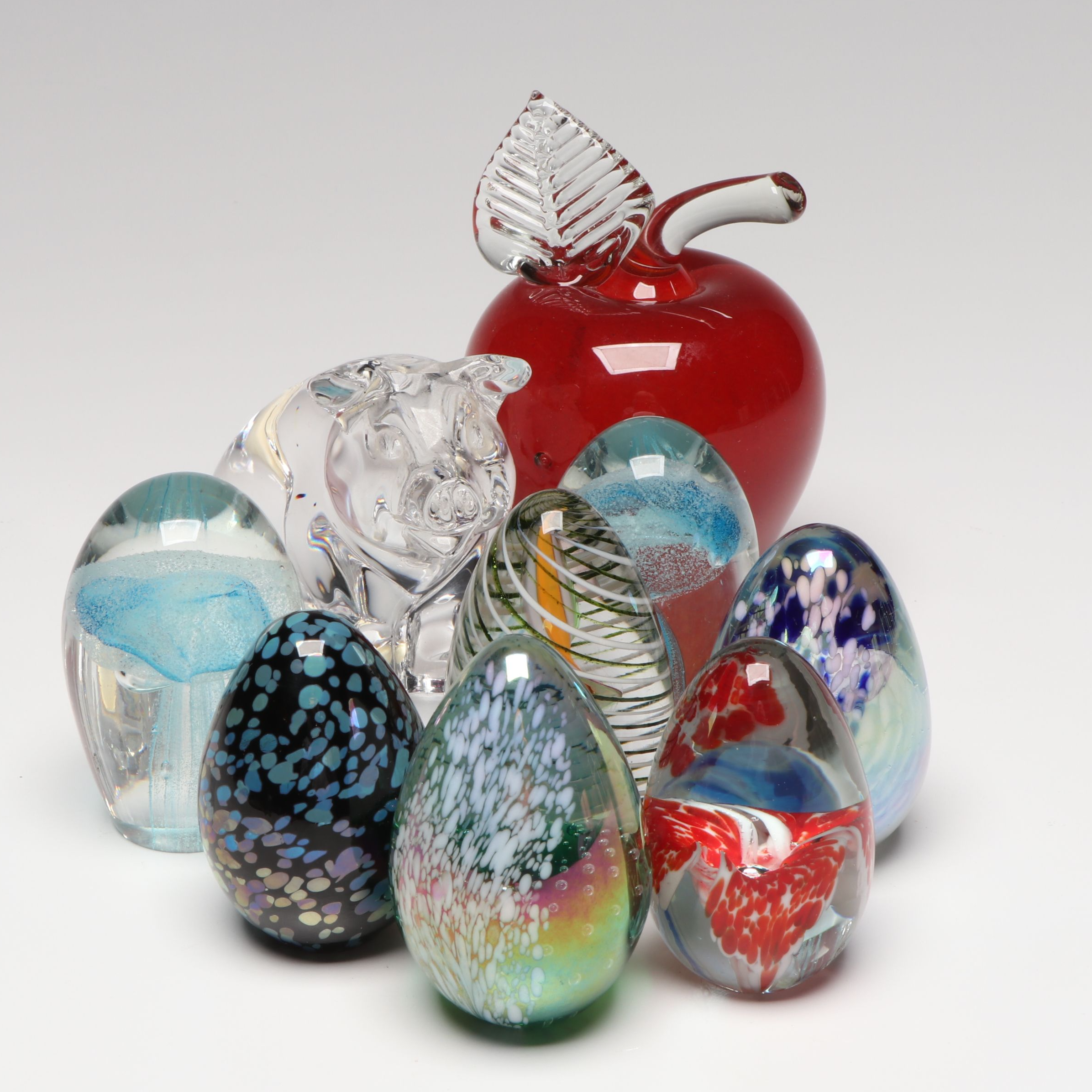 Princess House "Penelope Pig" Crystal Figurine with More Art Glass Paperweights