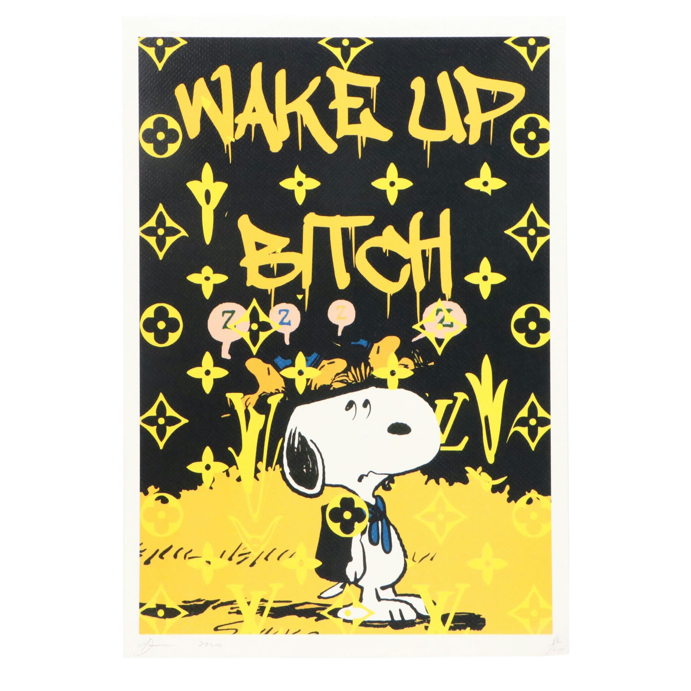 Death NYC Pop Art Digital Graphic Print Snoopy x "Wake Up Bitch"