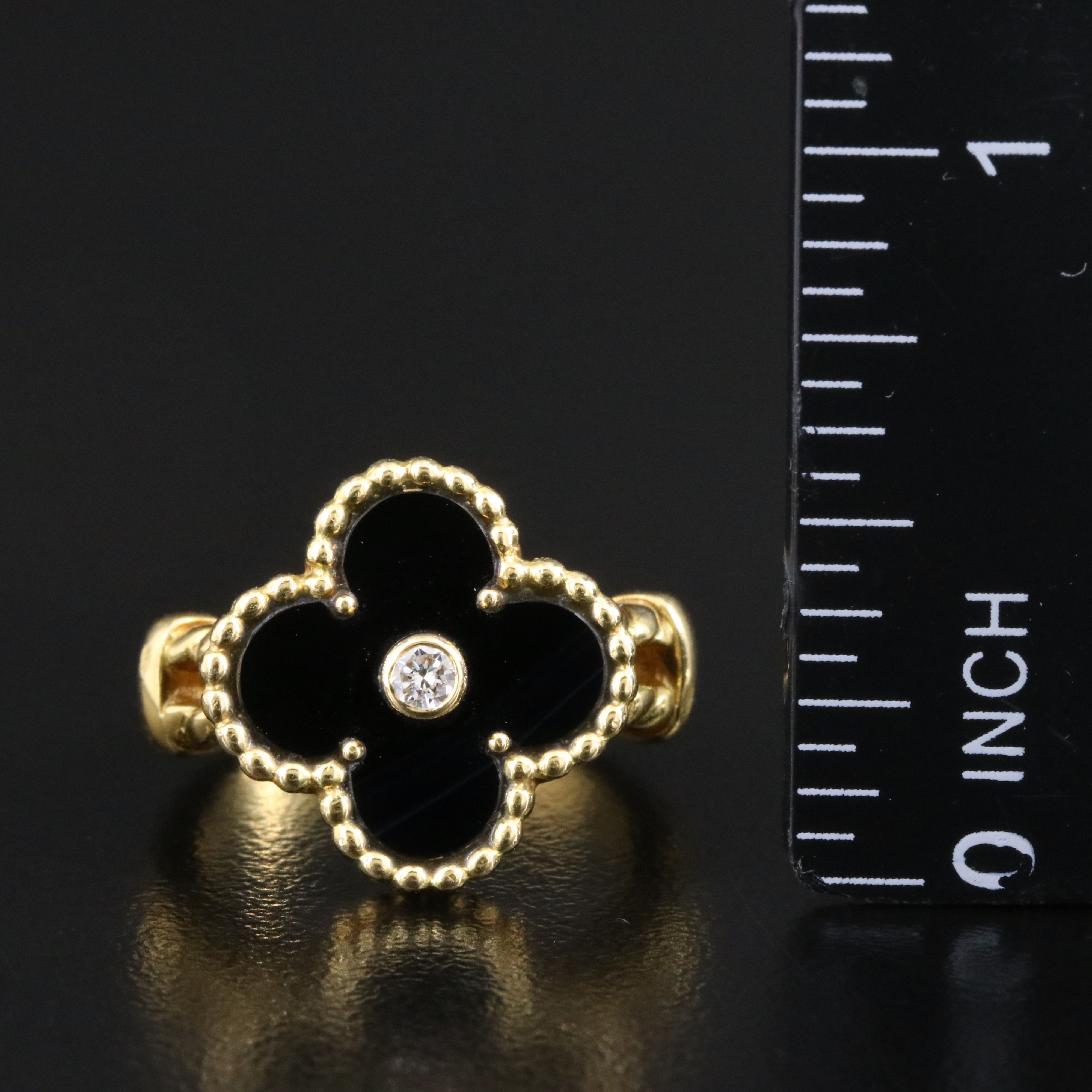 Van Cleef & Arpels Vintage Alhambra 18K Black Onyx and Diamond Ring