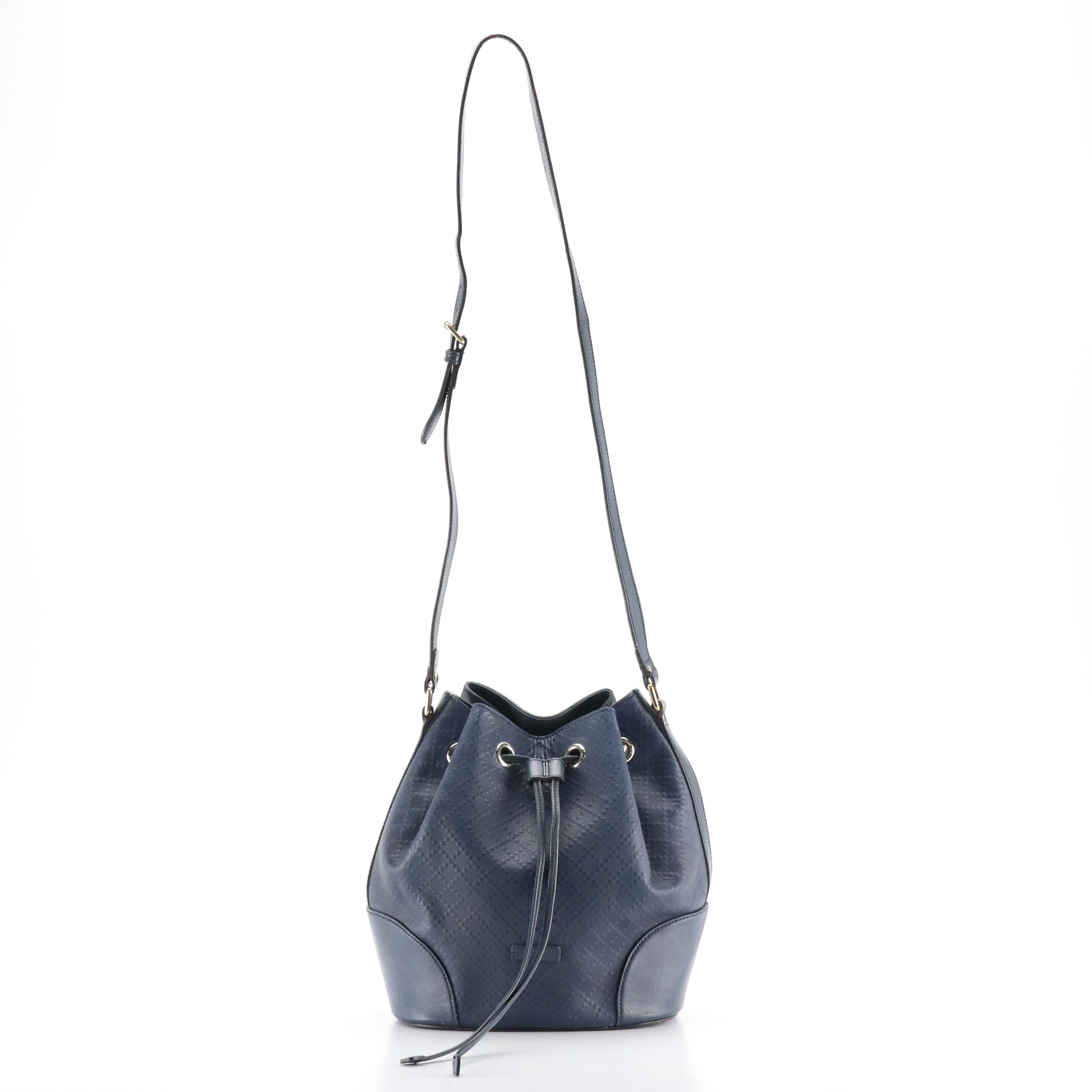 Gucci Bucket Bag in Navy Bright Diamante Embossed Leather