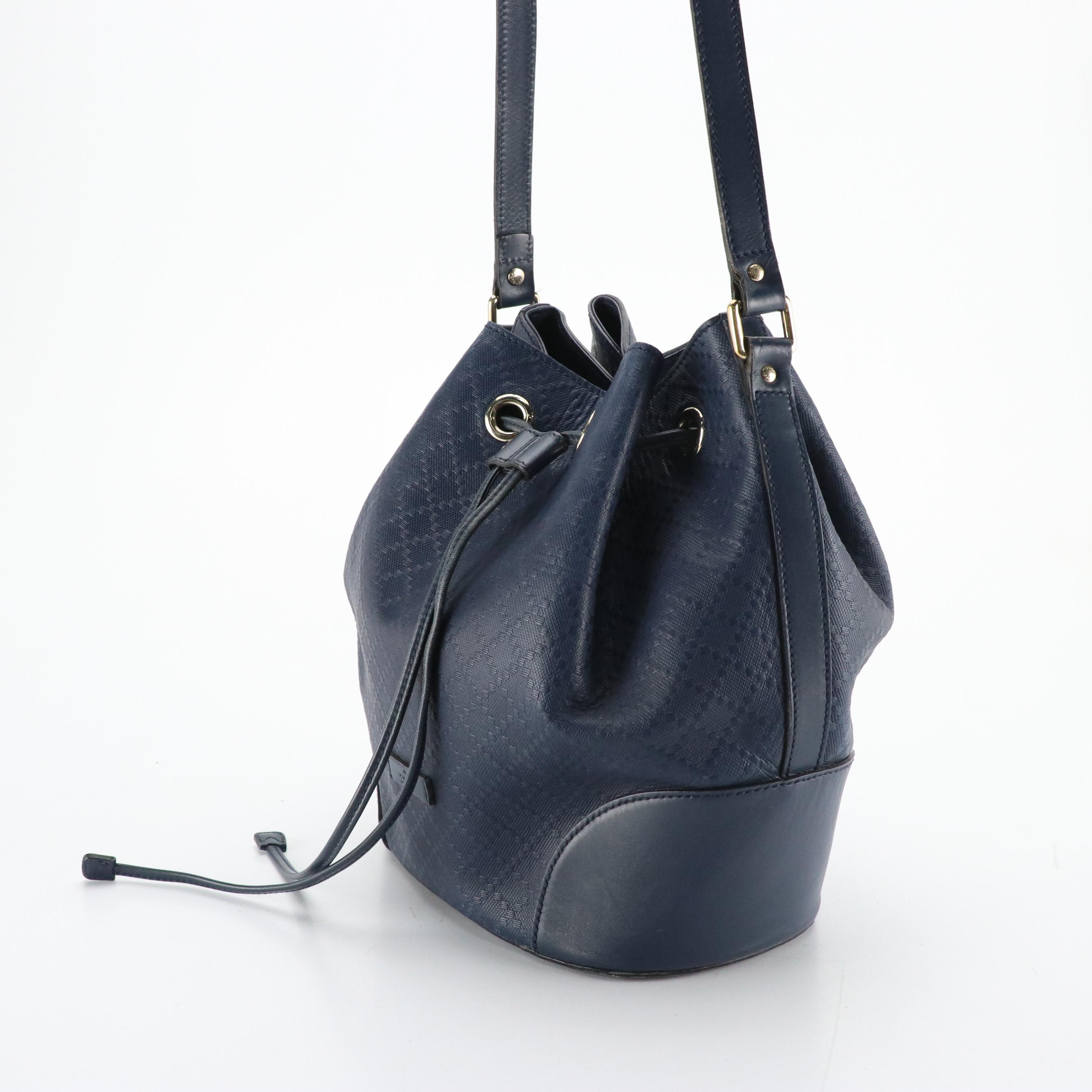 Gucci Bucket Bag in Navy Bright Diamante Embossed Leather