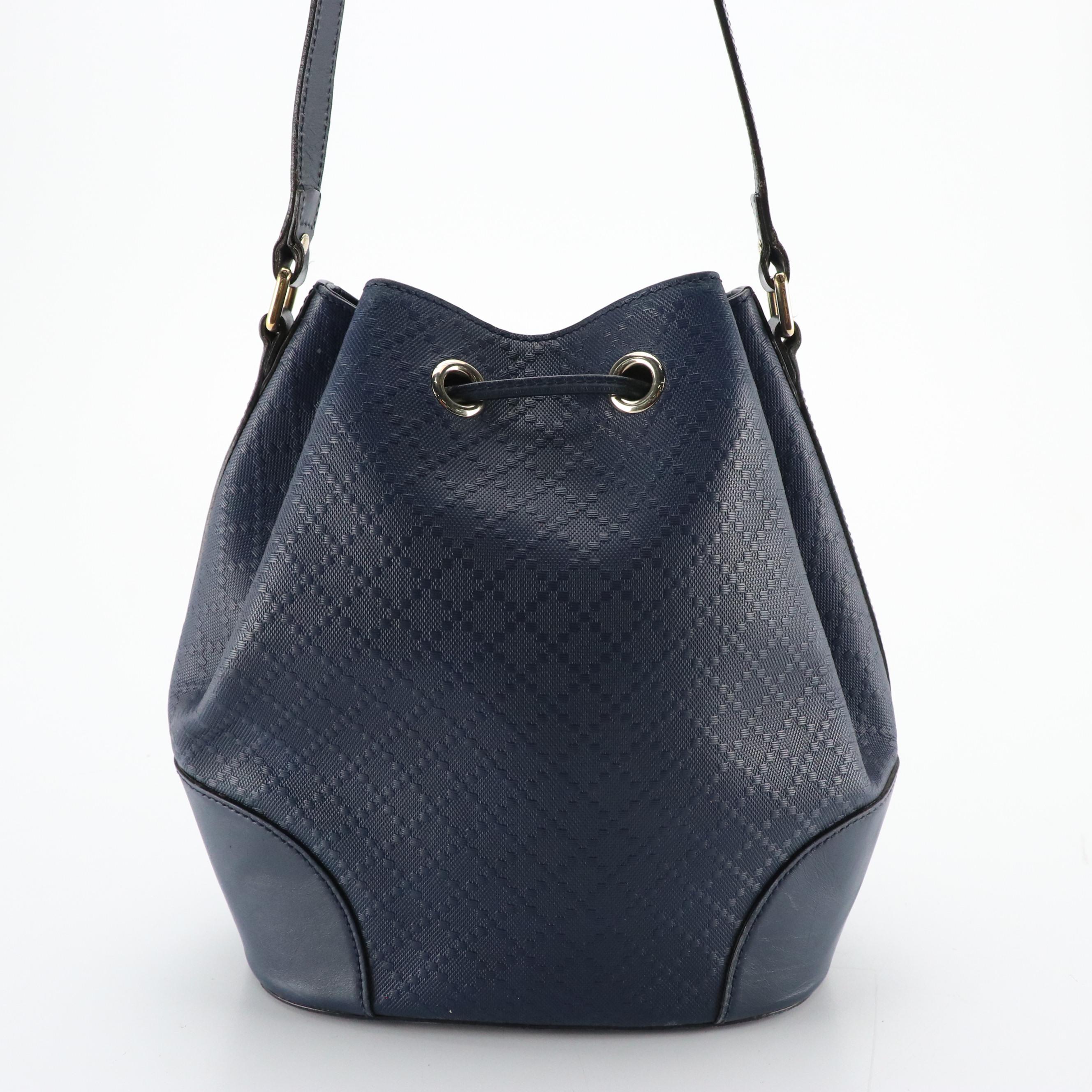 Gucci Bucket Bag in Navy Bright Diamante Embossed Leather