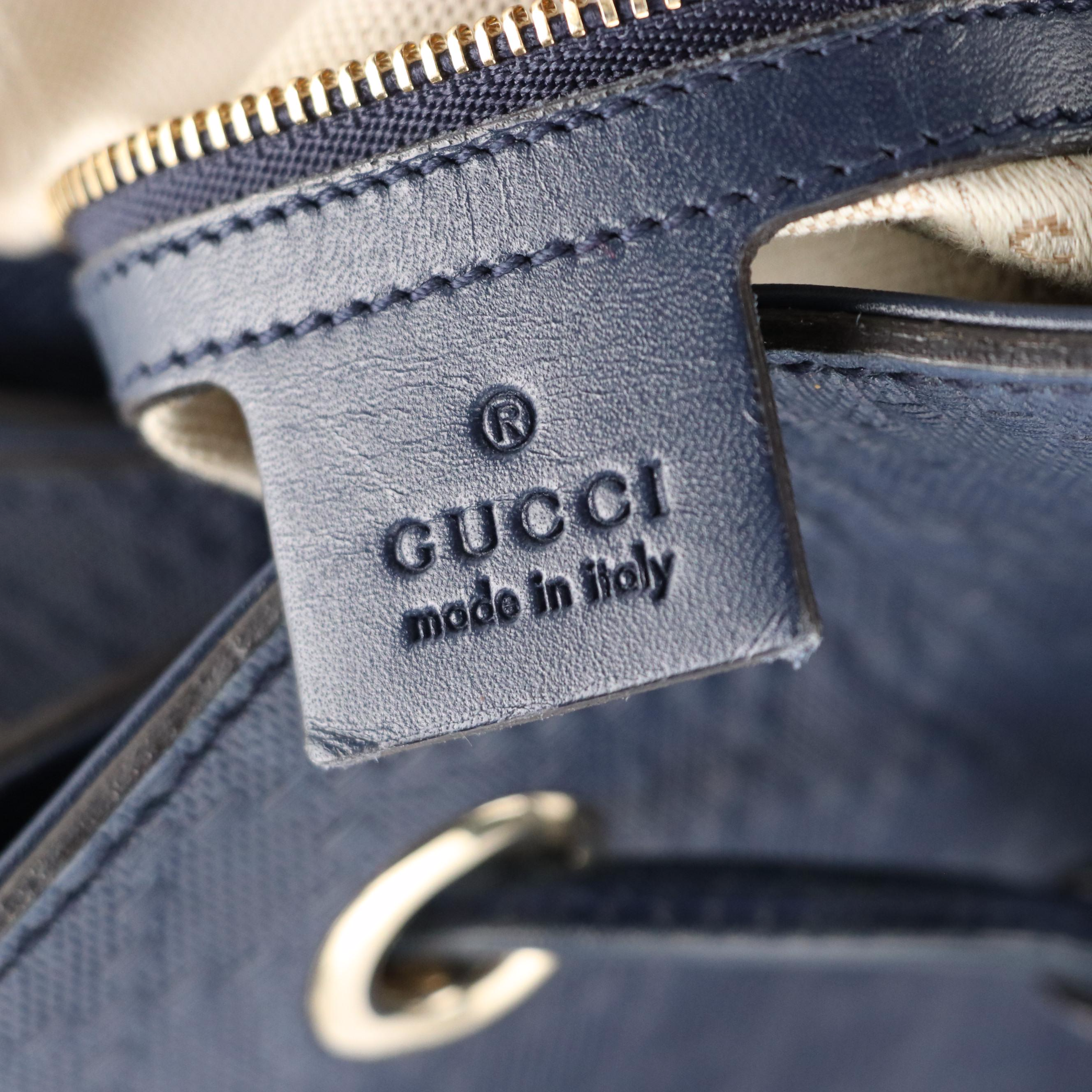 Gucci Bucket Bag in Navy Bright Diamante Embossed Leather