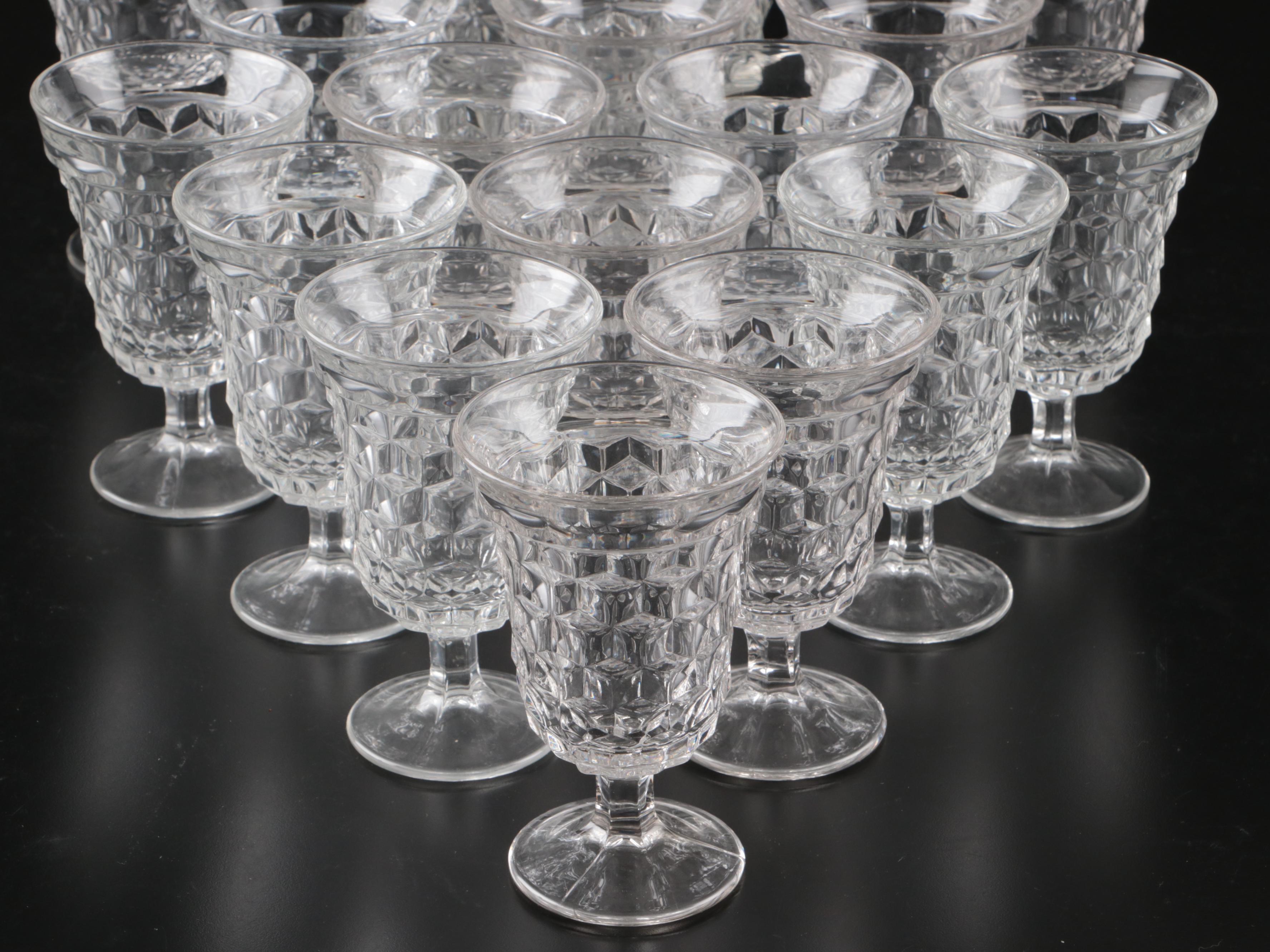 Fostoria "American Clear" Glass Low Water Goblets and Pitcher, 20th C.
