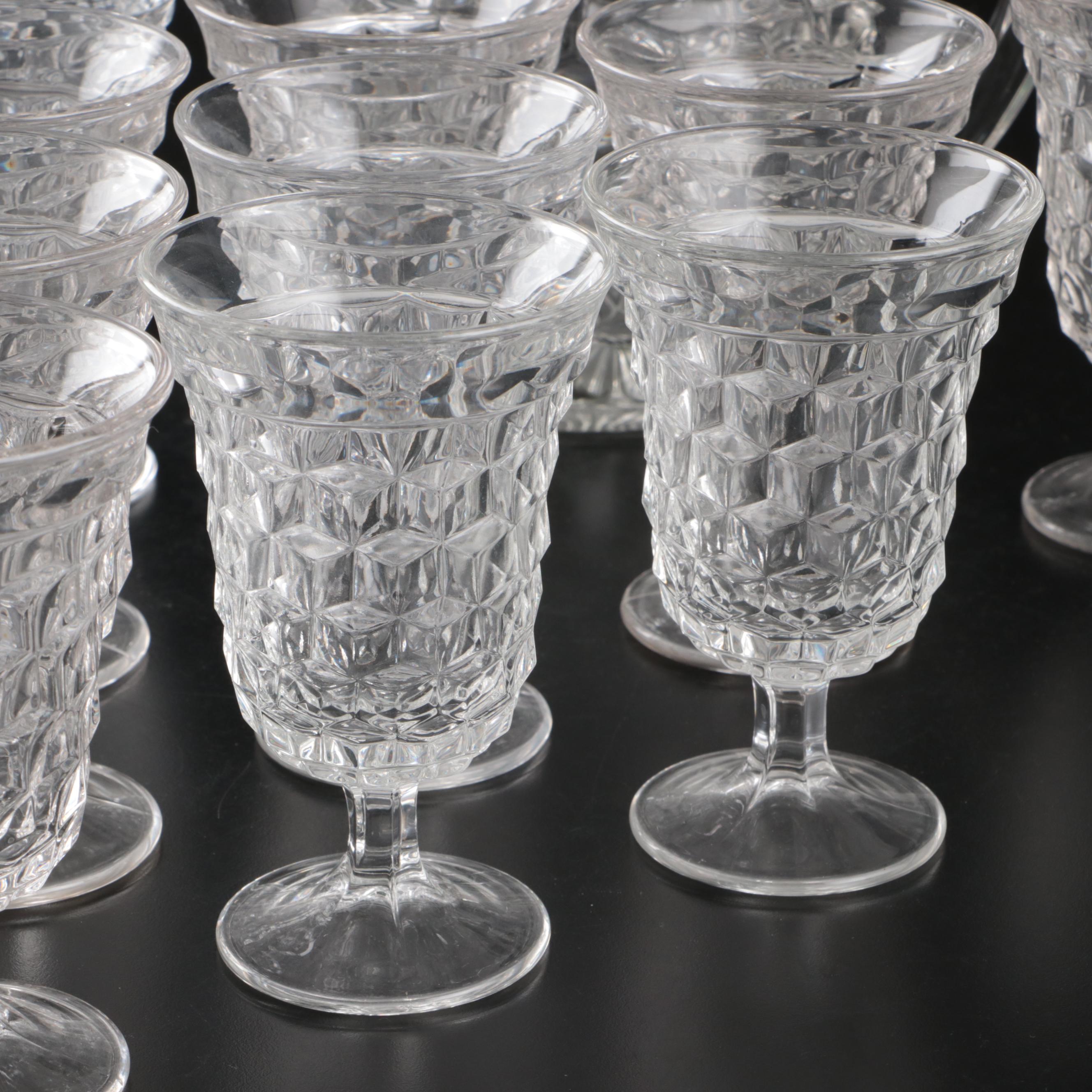 Fostoria "American Clear" Glass Low Water Goblets and Pitcher, 20th C.