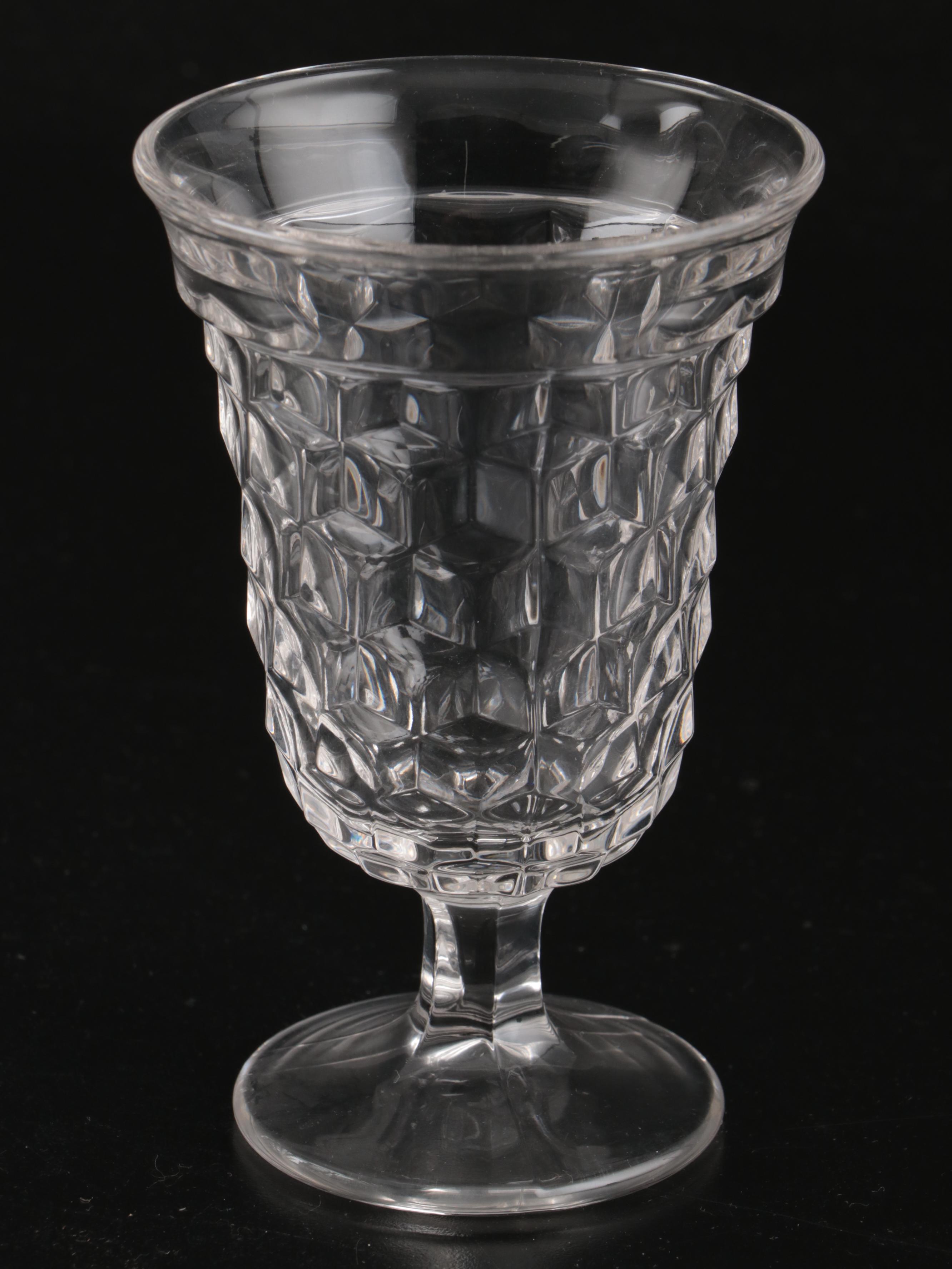 Fostoria "American Clear" Glass Low Water Goblets and Pitcher, 20th C.