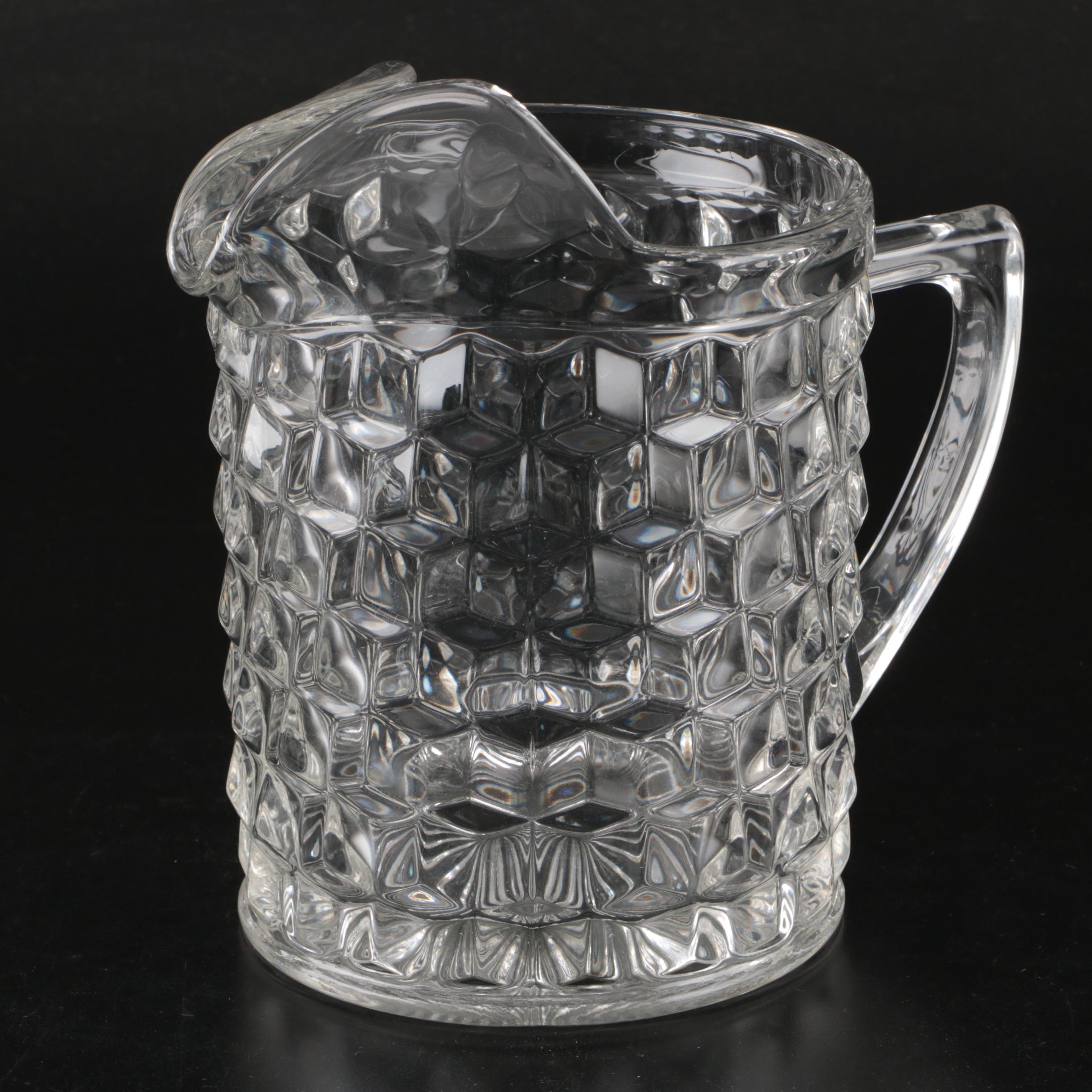 Fostoria "American Clear" Glass Low Water Goblets and Pitcher, 20th C.