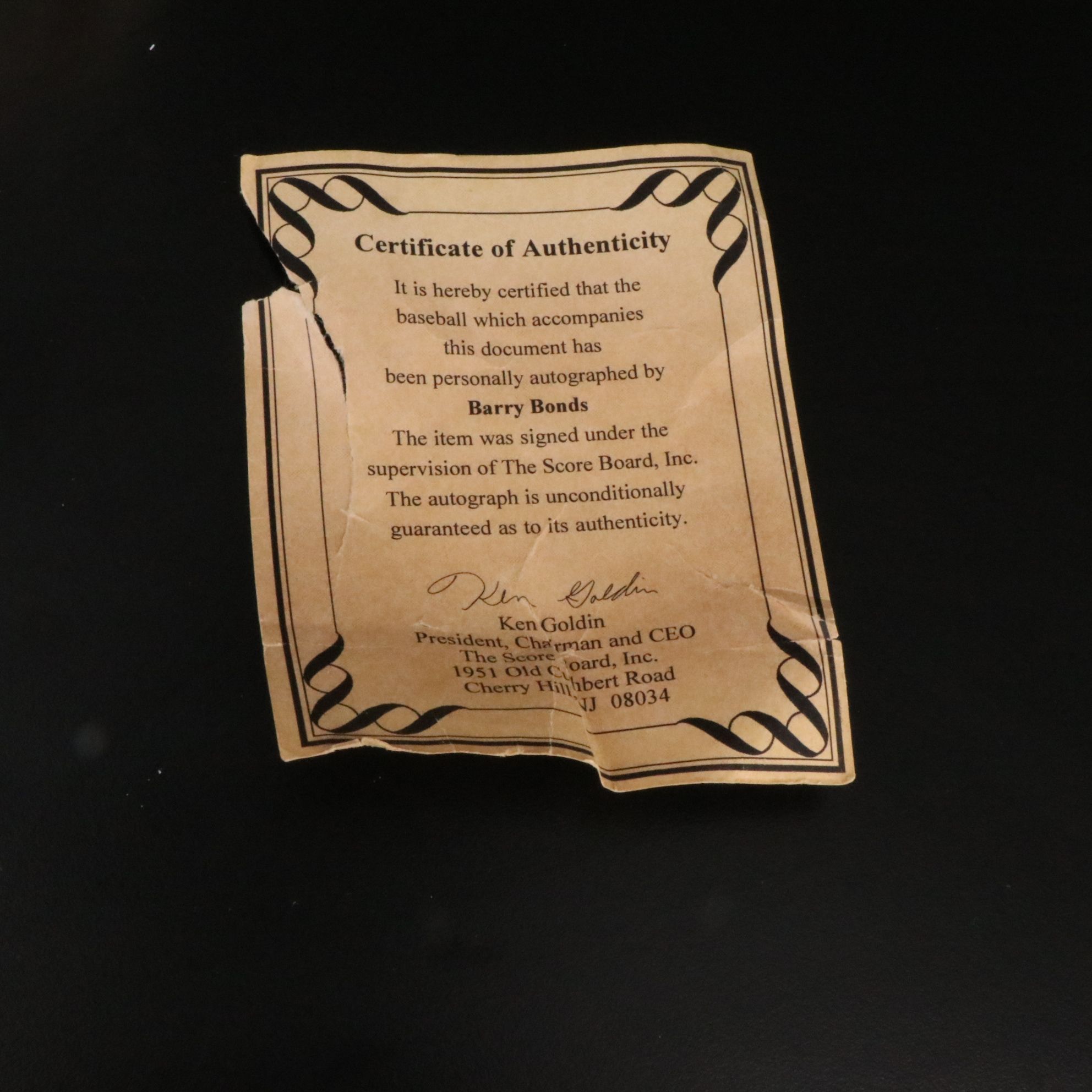 Barry Bonds Signed Rawlings Official National League Baseball