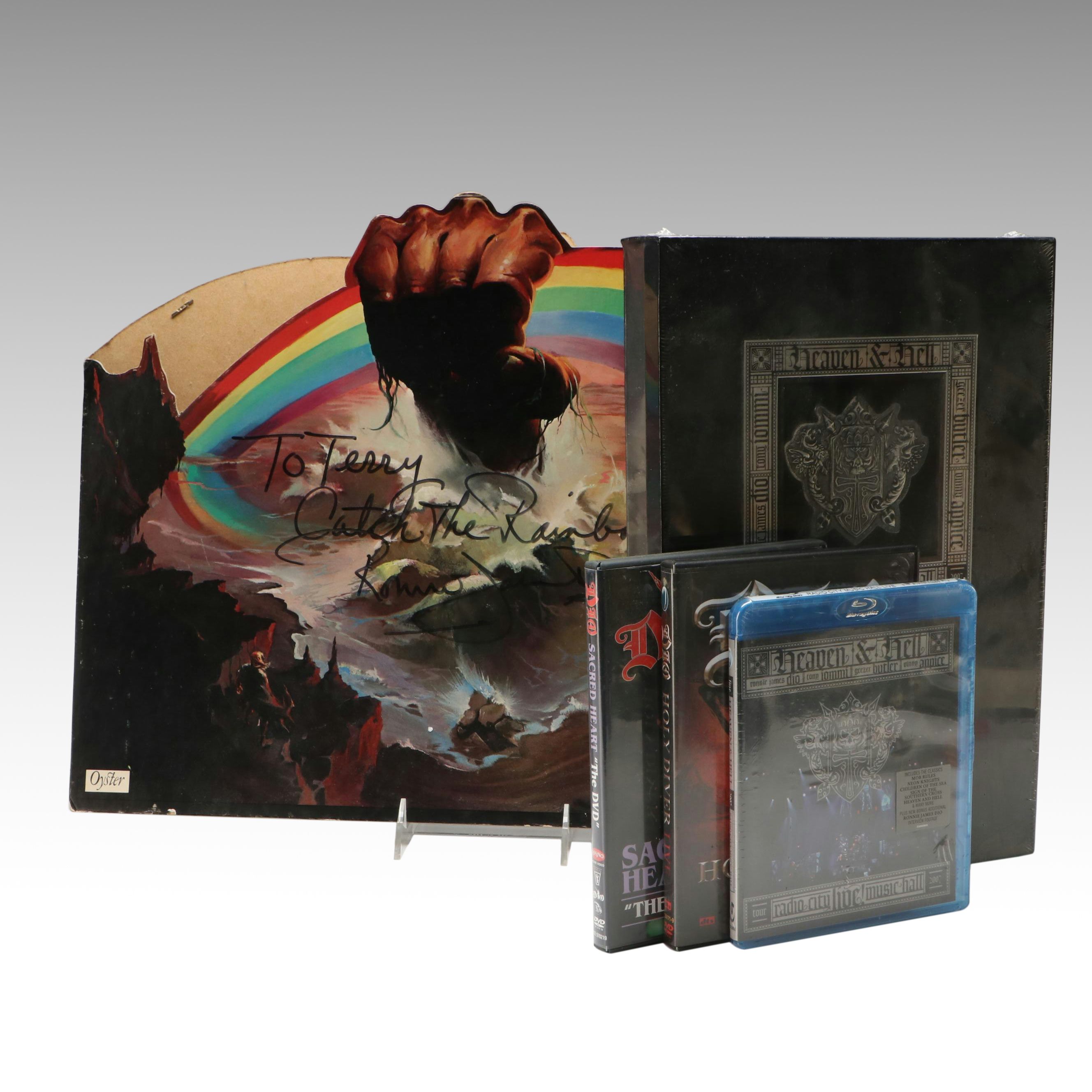 Ronnie James Dio Signed Board and Live Concert DVDs with Box Set