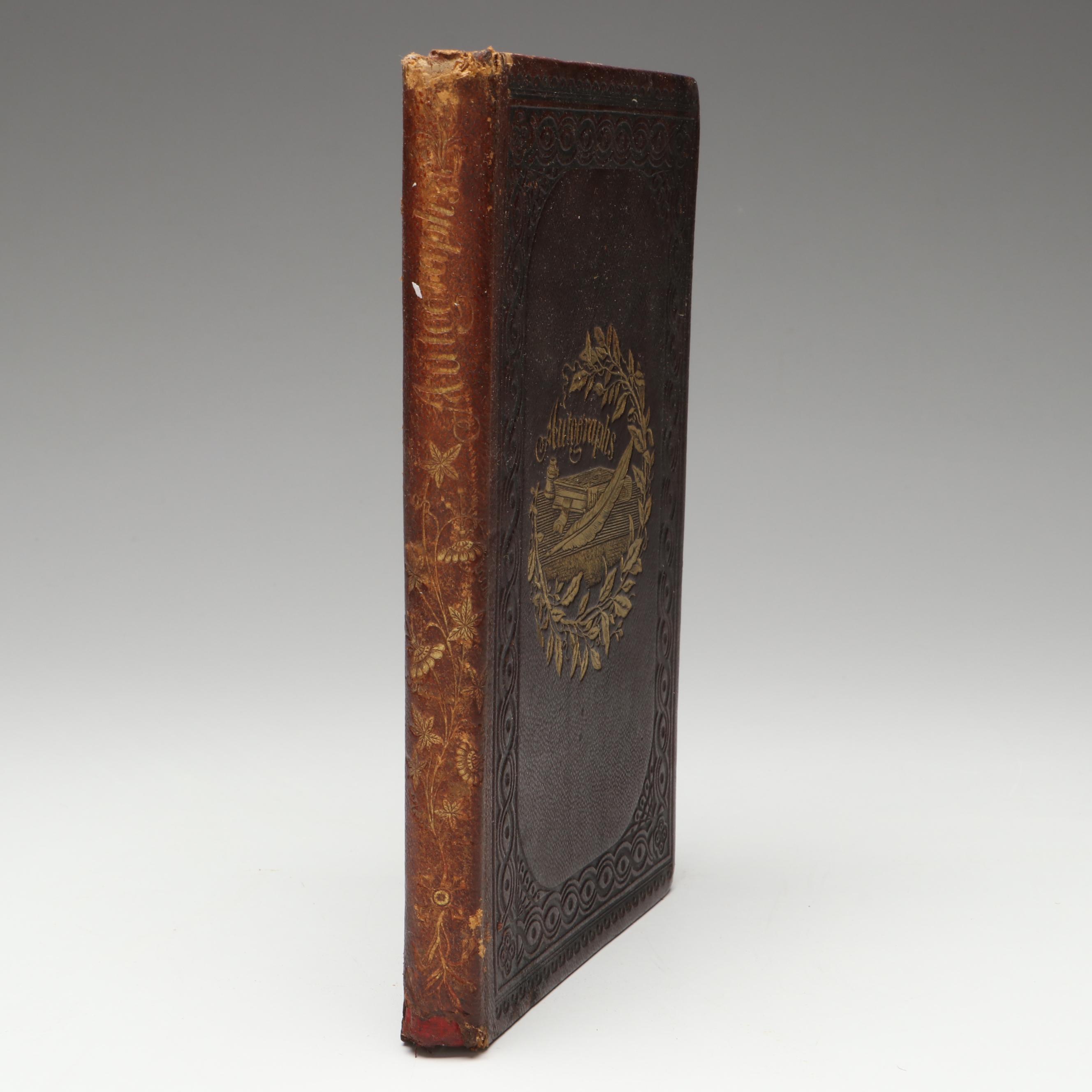 Victorian Embossed Leather Autograph Book, Mid-19th Century