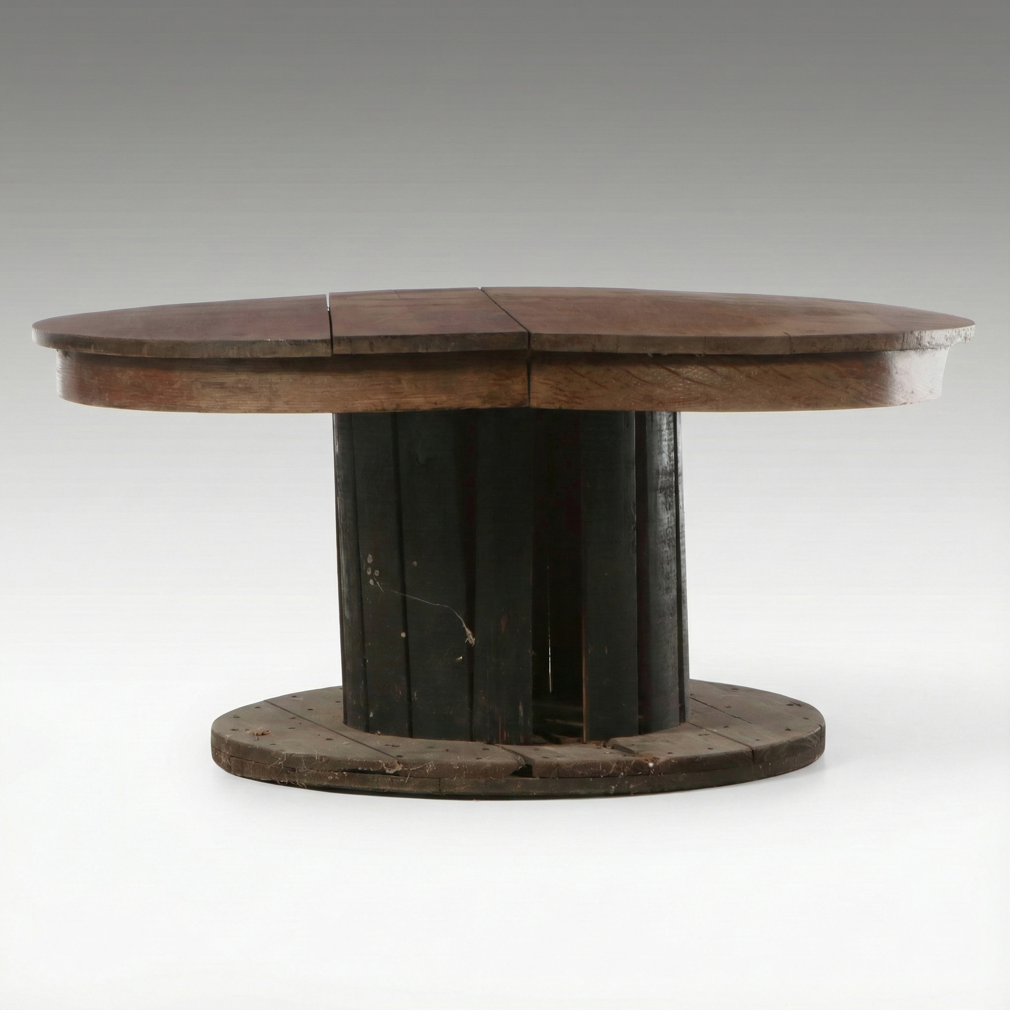 Rustic Style Reclaimed Oak Top and Industrial Spool Base Coffee Table
