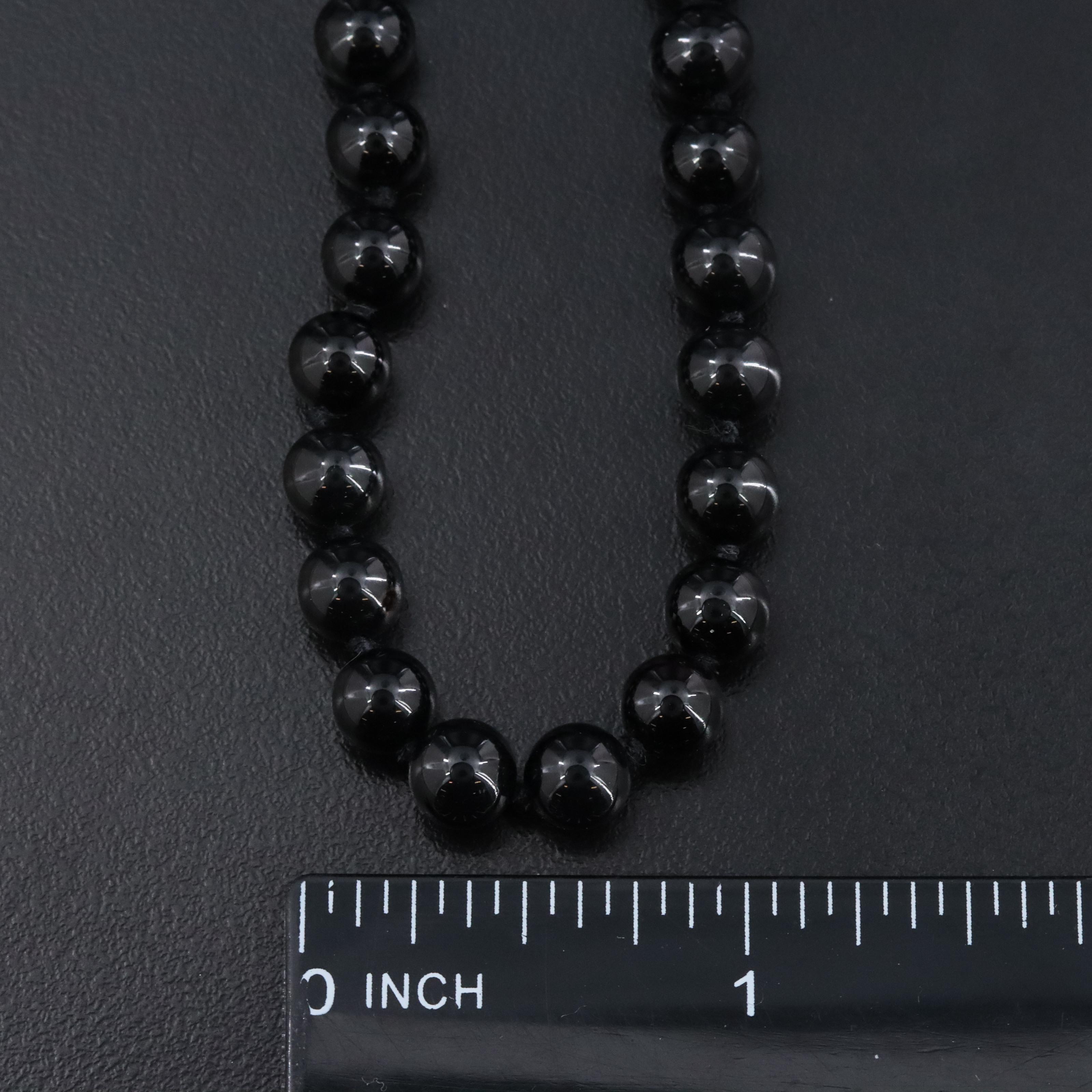 Black Onyx Beaded Necklace with 14K Clasp