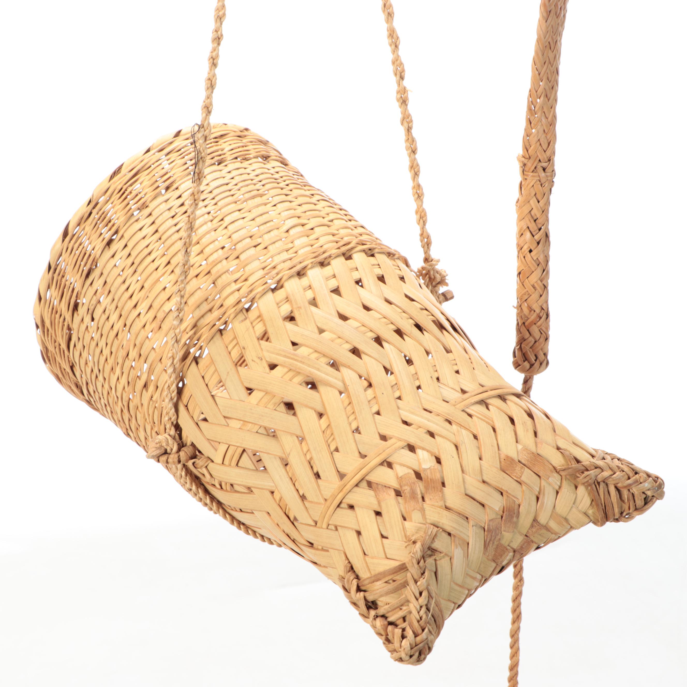 Myanmar Bamboo Fiber Backpack with Tumpline and Other Utilitarian Basketry