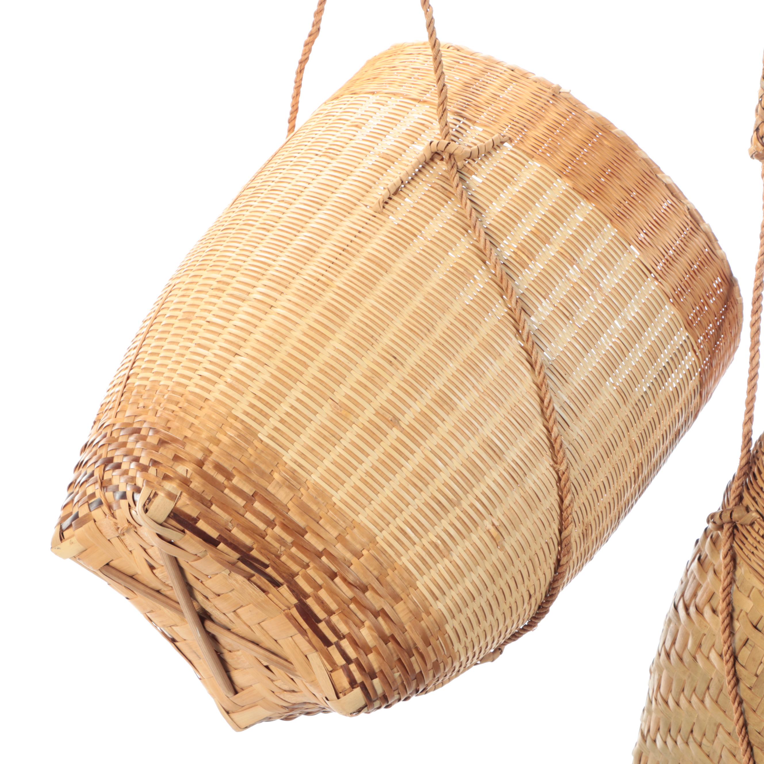 Myanmar Bamboo Fiber Backpack with Tumpline and Other Utilitarian Basketry