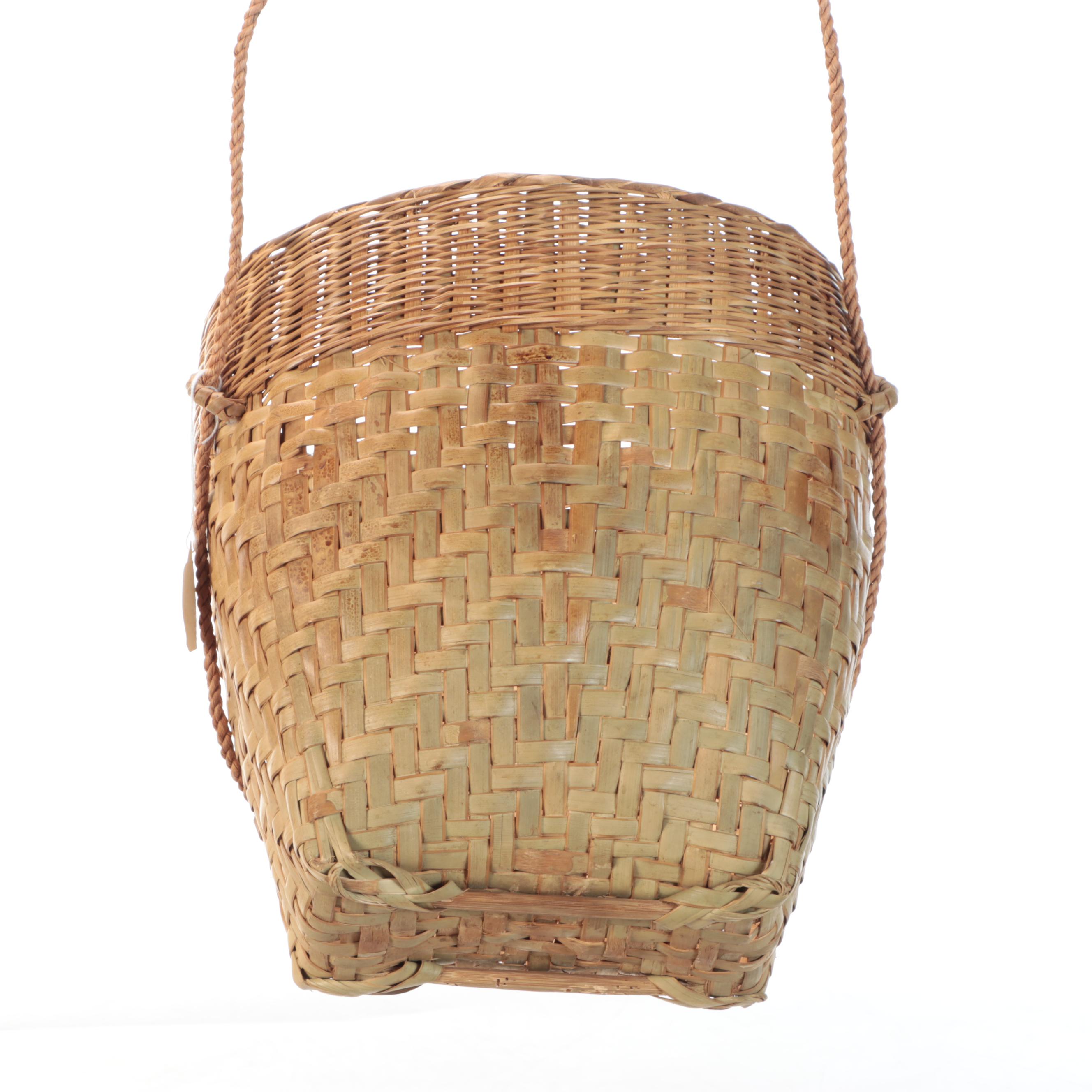 Myanmar Bamboo Fiber Backpack with Tumpline and Other Utilitarian Basketry